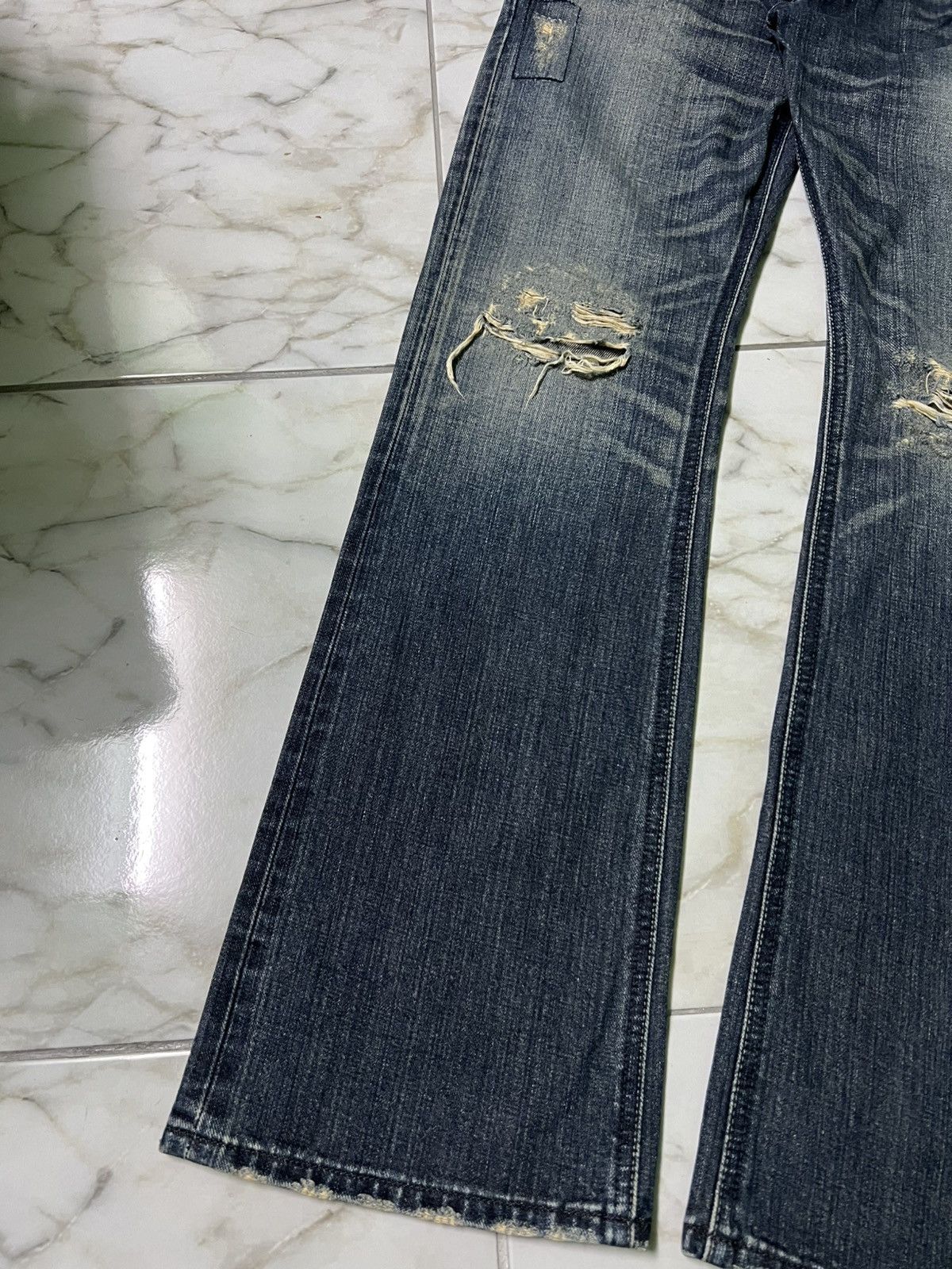 If Six Was Nine × Lee 💥FLARE💥VINTAGE LEE RIDER WASHED DISTRESS JEAN JAPAN Size US 33 - 3 Thumbnail