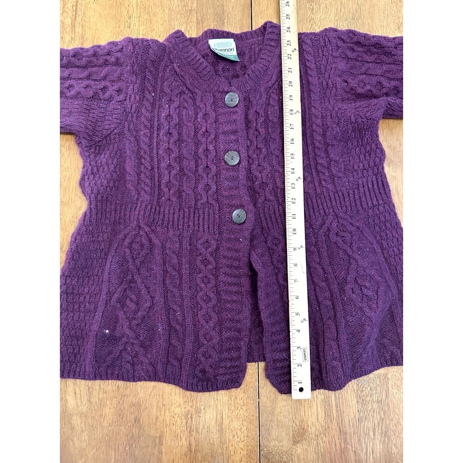 Vintage Shannon Woolen Mills Merino Wool Cardigan Sweater Small Purple Ireland Womens Size S / US 4 / IT 40 - 7 Thumbnail