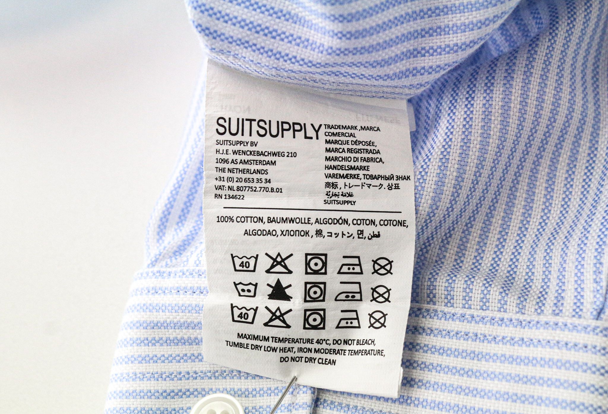 Suitsupply 37/14 1/2 Extra Slim Blue Cotton Stripe Shirt 79246 Size 36R - 6 Thumbnail