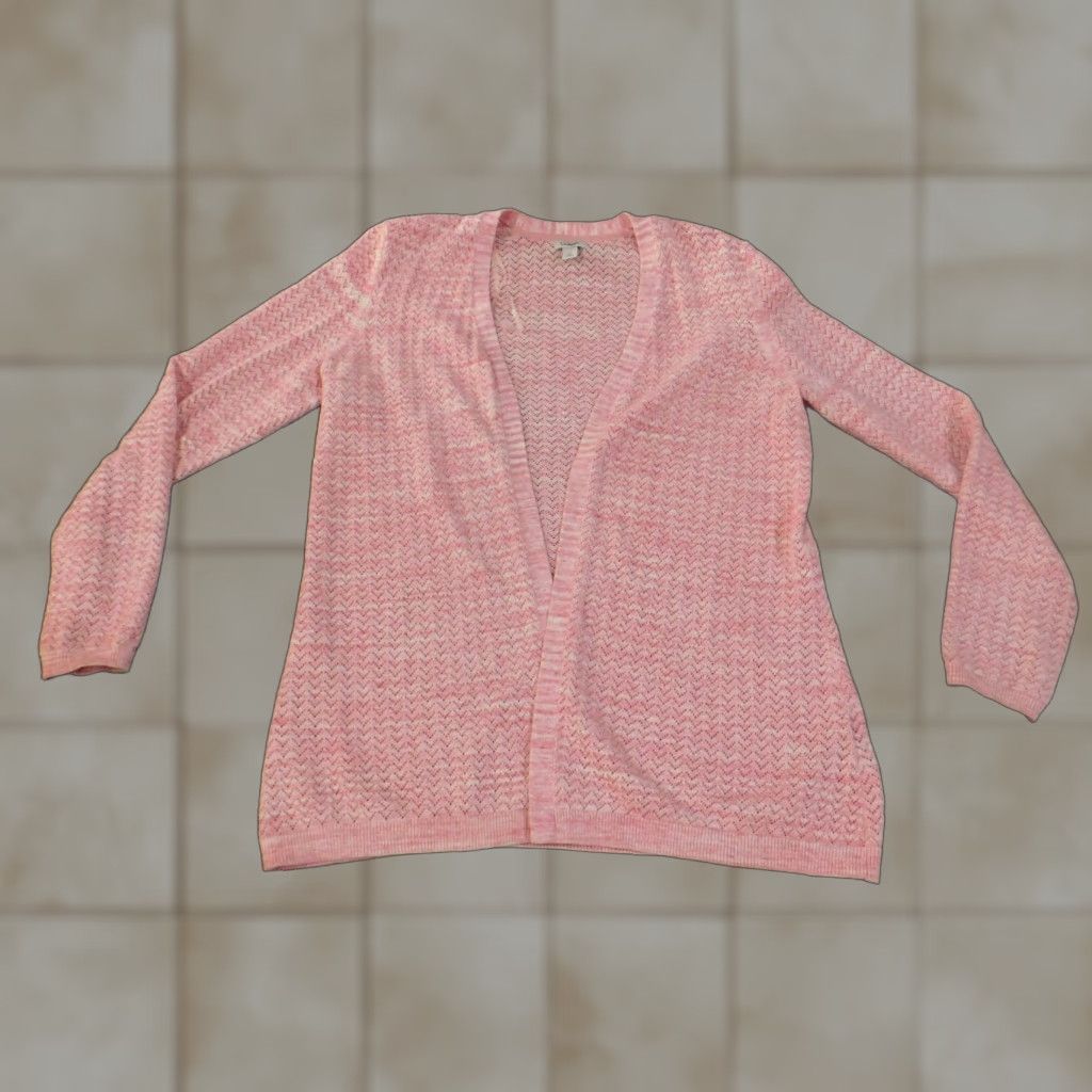 Vintage LL Bean Cardigan Sweater Womens L Pink Open Knit Cotton Crew Neck Long Sleeve Size L / US 10 / IT 46 - 1 Thumbnail