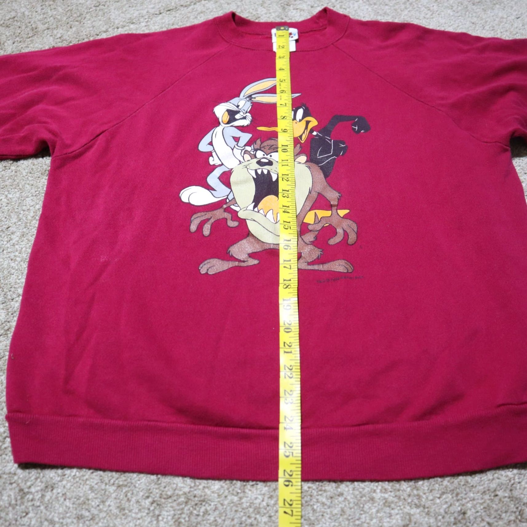 Vintage Looney Tunes Pullover Sweatshirt Adult XL Red 90s Cartoon Bugs Bunny Daffy Duck Tweety Logo Graphic Print Size XL / US 12-14 / IT 48-50 - 6 Thumbnail