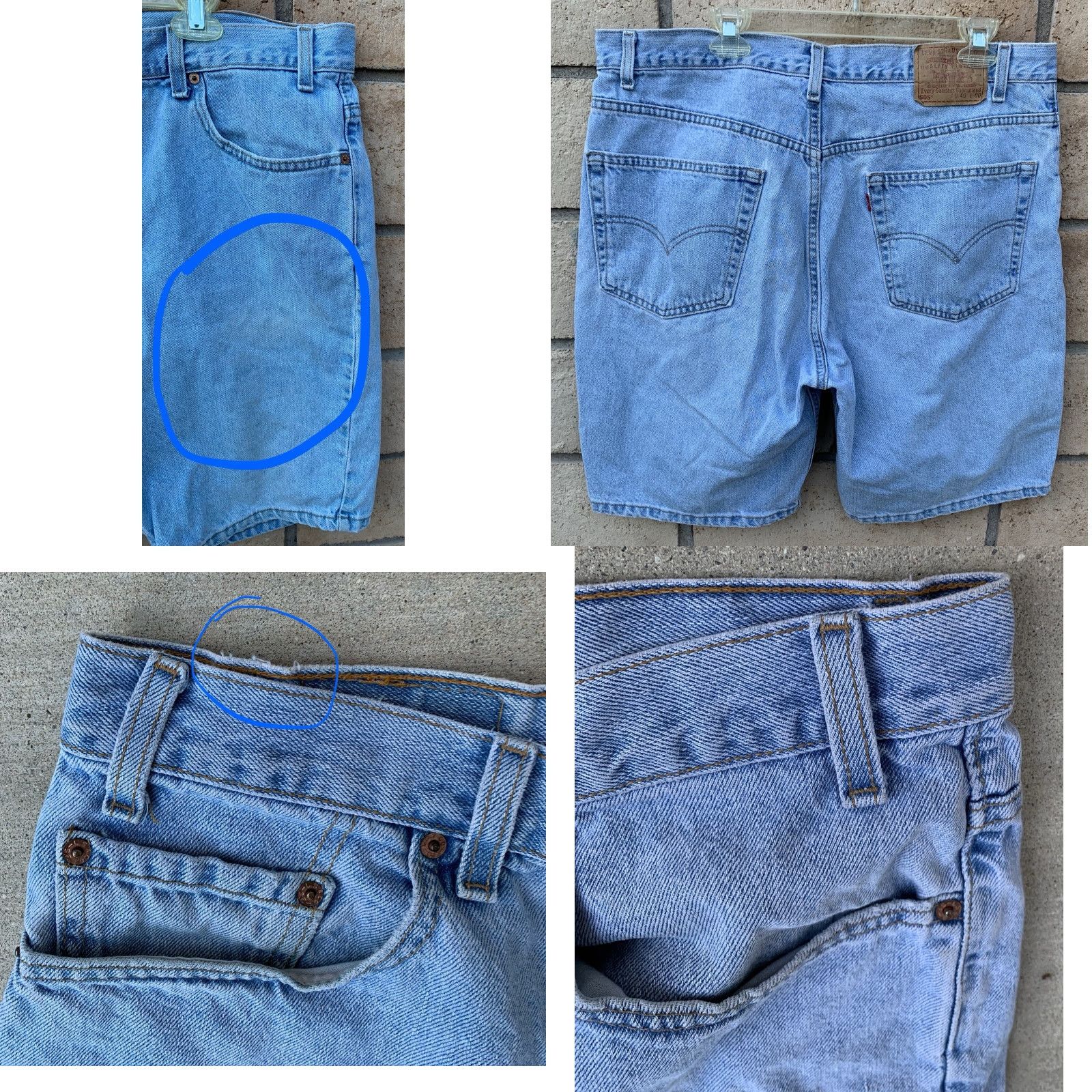 Levi's VINTAGE Levi's 505 Denim Jean Shorts Jorts 90s Made in USA Size 40 Blue Mens 90s Denim, 5-Pocket, Zip, Flat Front, High Rise, Inseam 9.5" Size US 40 / EU 56 - 8 Thumbnail