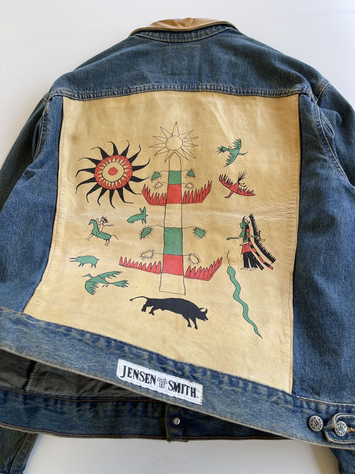 Vintage 1980s Cowboy Code Dirty Denim Jacket Size US L / EU 52-54 / 3 - 14 Thumbnail