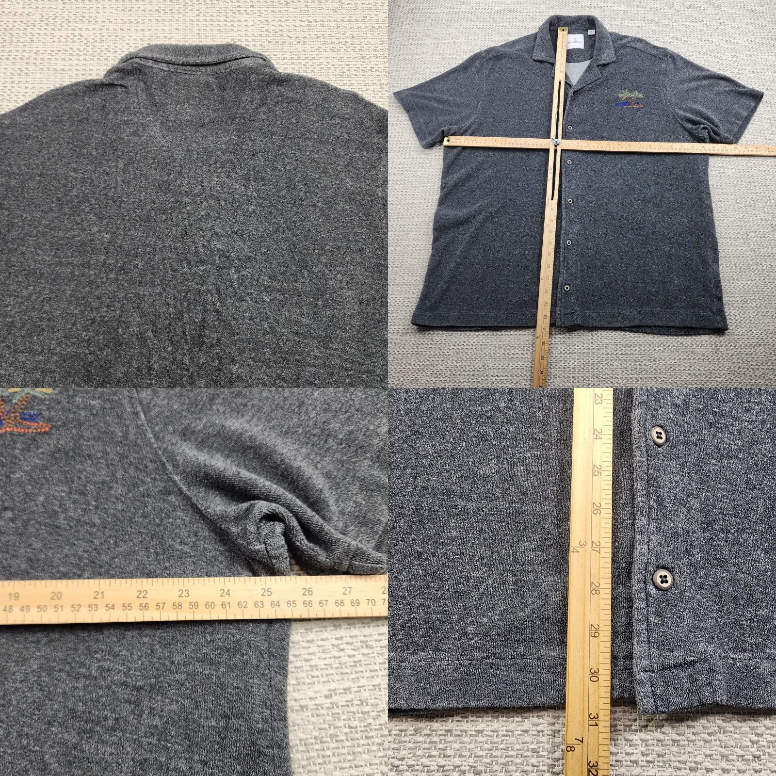 Vintage VINTAGE Caribbean Shirt Mens XL Gray Camp Button Up Embroidered Palm Tree Knit Casual Size US XL / EU 56 / 4 - 8 Thumbnail