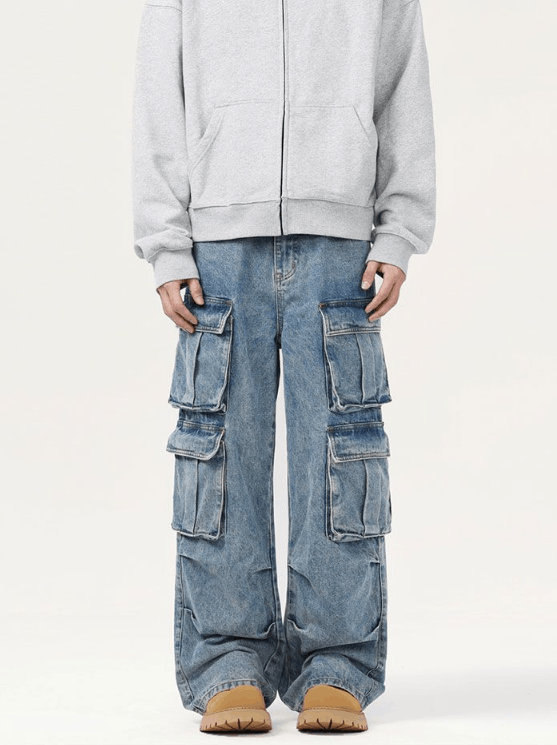 Japanese Brand American retro baggy multi-pocket cargos loose jeans Size US 32 / EU 48 - 1 Thumbnail