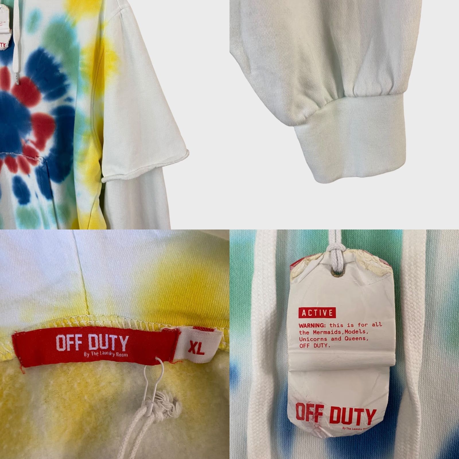 Vintage VINTAGE The laundry Room Tie-Dye Surfer Hoodie Sweatshirt White XL Long-Sleeve Mens Pullover Cotton Blend Pockets New Size US XL / EU 56 / 4 - 8 Thumbnail