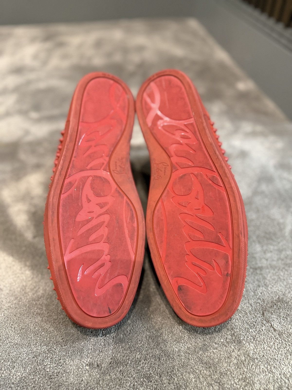 Christian Louboutin Christian Louboutin Red Suede Louis Spikes High Top Sneakers Size US 11 / EU 44 - 9 Thumbnail