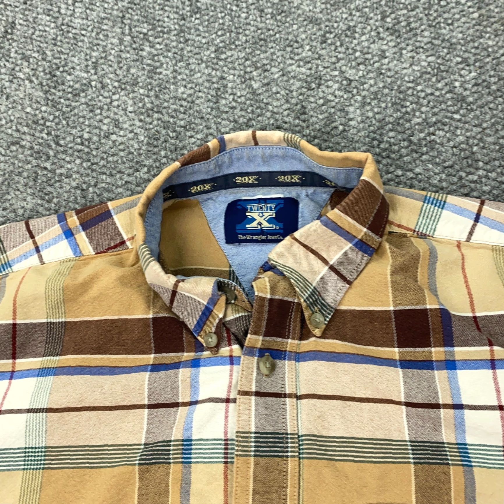 Wrangler WRANGLER Shirt Mens Large Brown Plaid Flannel 20X Cowboy Western Casual Workwear Long Sleeve Button-Up Cotton Plaid 90s Theme Mens Size US L / EU 52-54 / 3 - 2 Thumbnail