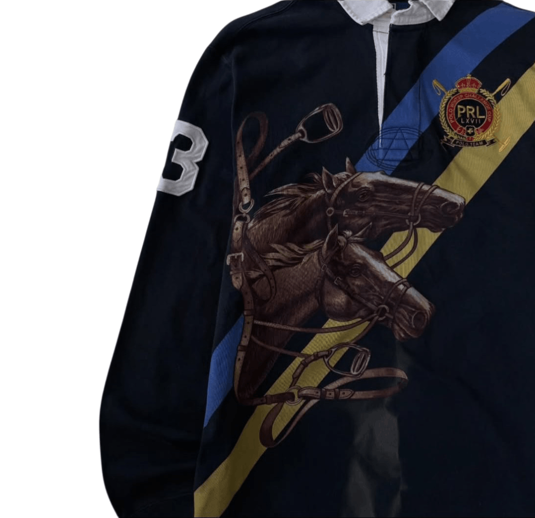 Polo Ralph Lauren Vintage Polo Ralph Lauren Equestrian Horseman Rugby Shirt Size US L / EU 52-54 / 3 - 2 Thumbnail