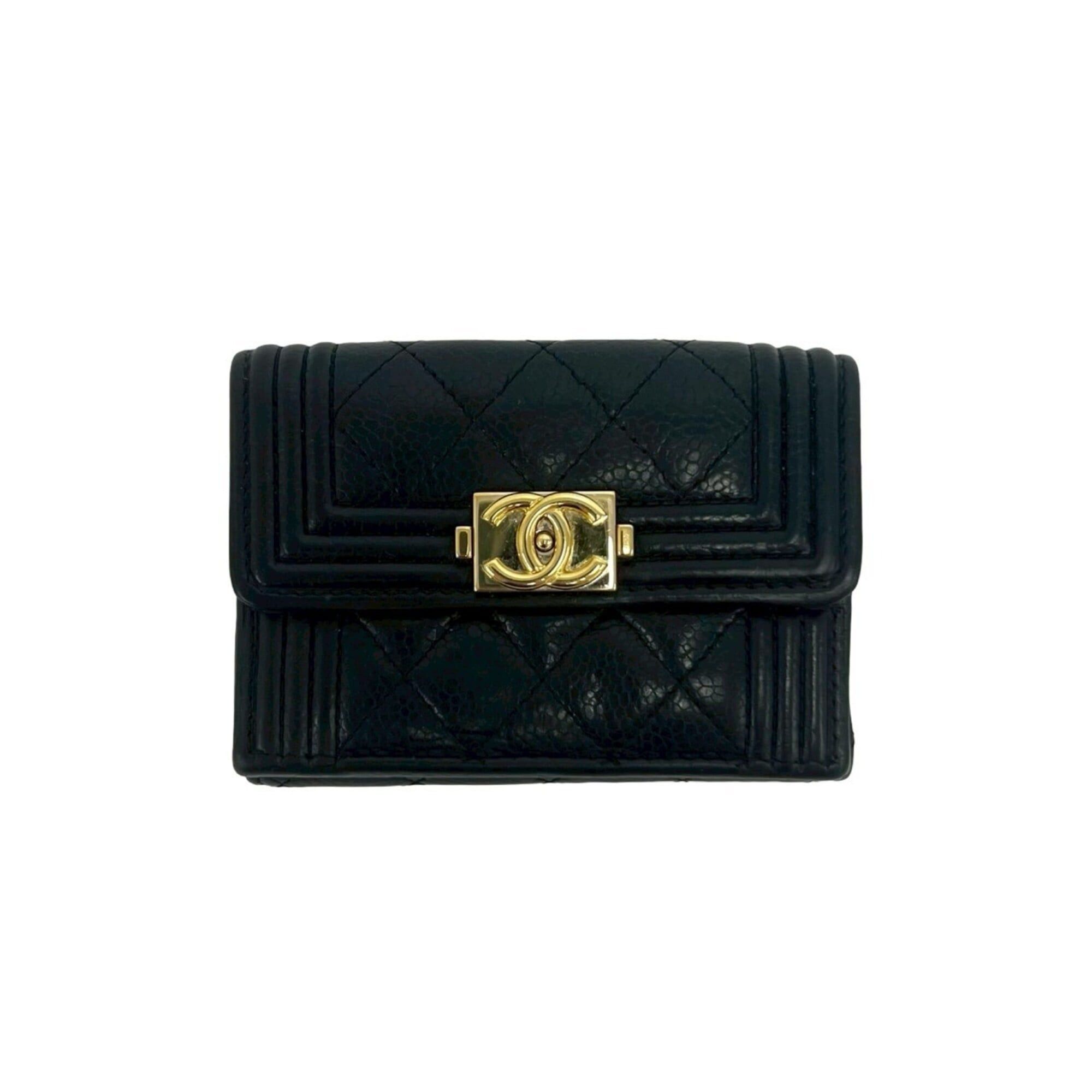Chanel CHANEL Boy Chanel Caviar Skin Leather Tri-fold Wallet, Black, 53389 Size ONE SIZE - 1 Thumbnail