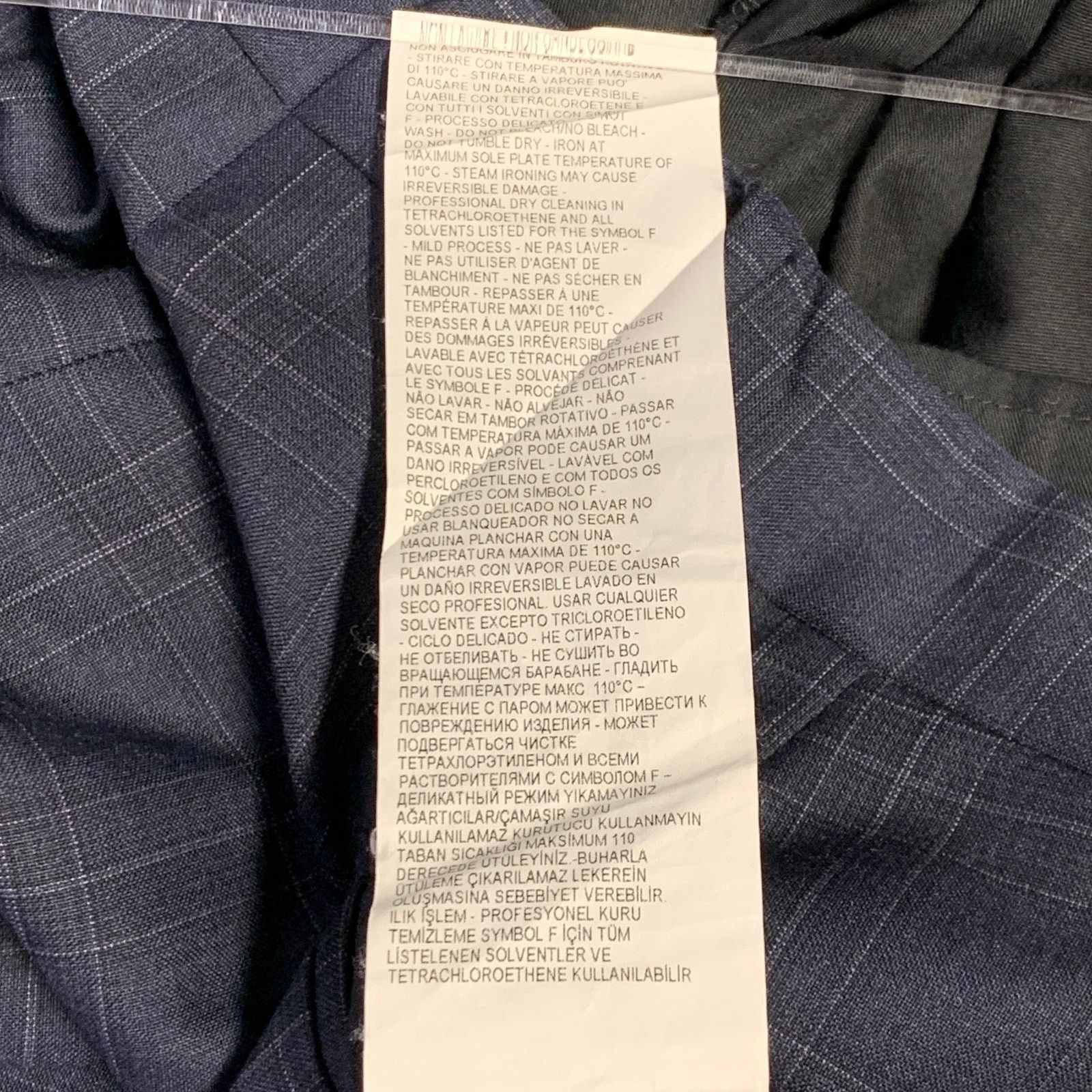 Emporio Armani Size 34 Navy Plaid Wool Slim Tapered Zip Fly Dress Pants Size US 34 / EU 50 - 8 Thumbnail