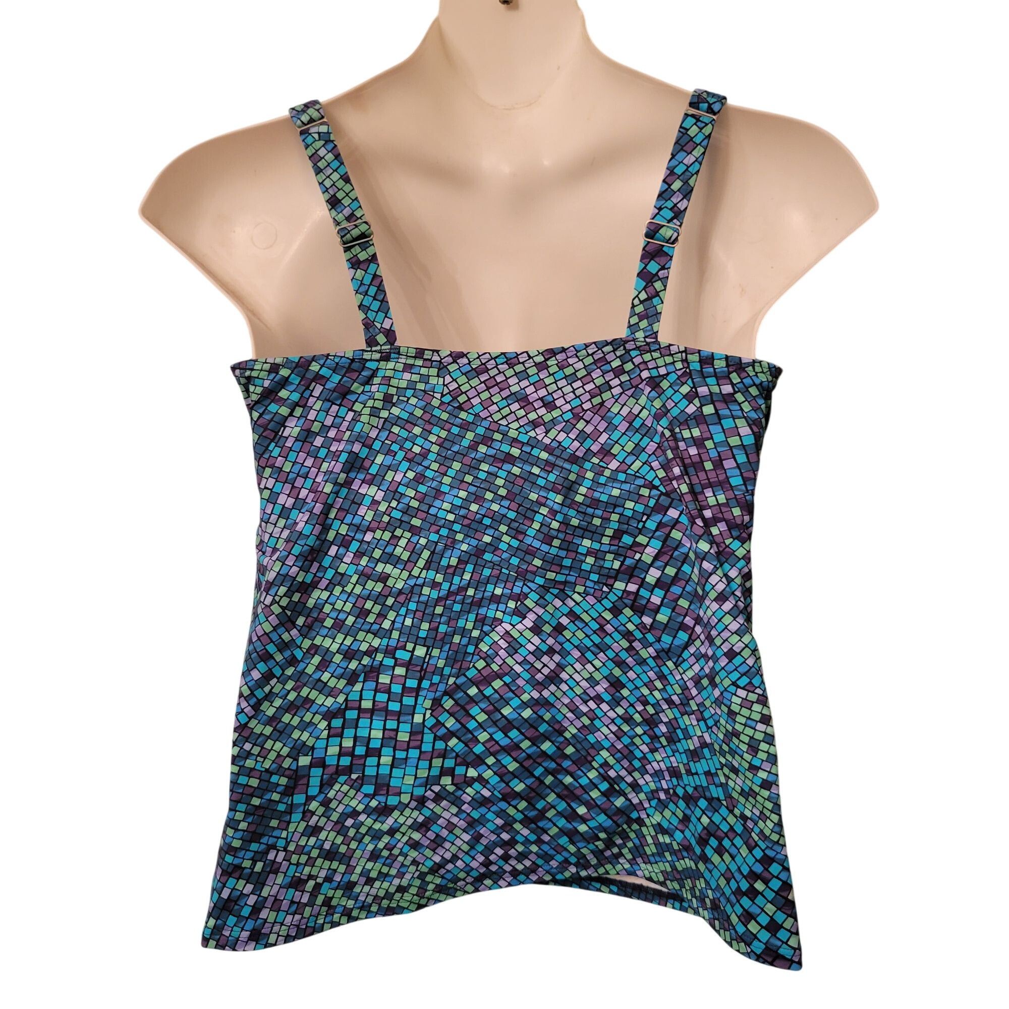 Lands' End Lands End Tankini Top 14DD Purple Blue Mosaic Print Swim Bea Size XL / US 12-14 / IT 48-50 - 3 Thumbnail