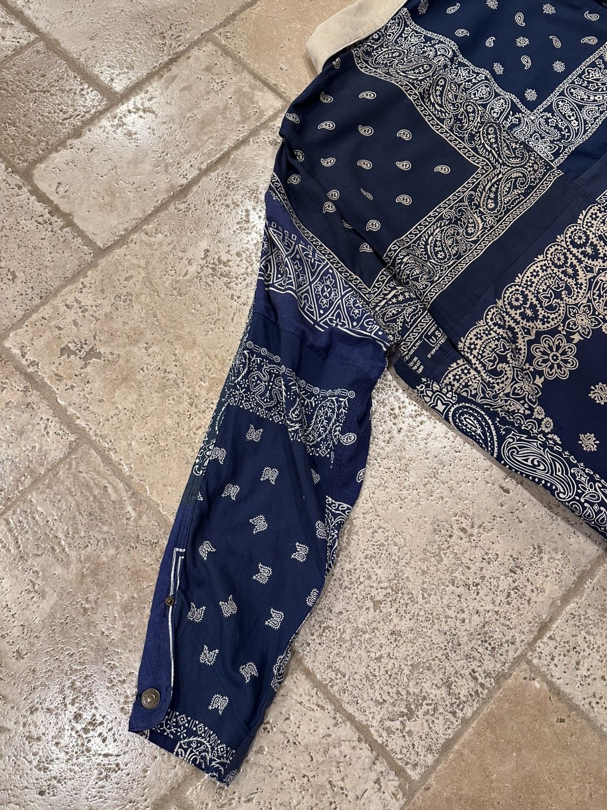 READYMADE Readymade Blue Bandana Paisley Burn Button Up Shirt Jacket Size US XL / EU 56 / 4 - 12 Thumbnail