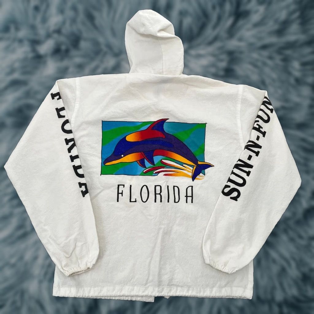 Vintage VINTAGE Cottonseed Florida Windbreaker Jacket Adult Small White Full Zip Hooded Pockets Mens S Size US S / EU 44-46 / 1 - 1 Thumbnail