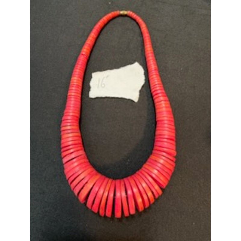 Other Vintage Red Wood Disc Necklace Bold Statement 16 Inch Size ONE SIZE - 8 Thumbnail