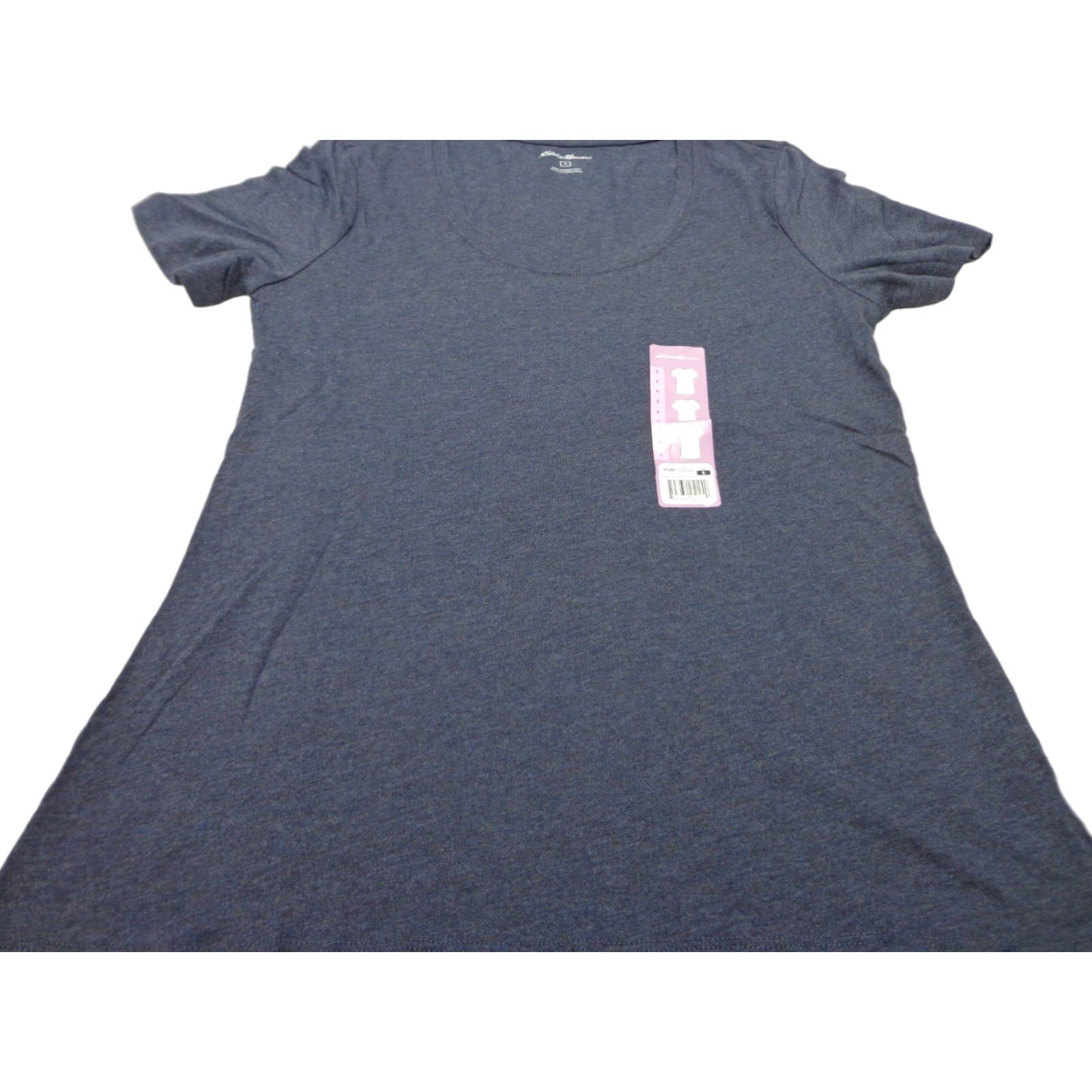 Eddie Bauer VINTAGE Eddie Bauer Womens Scoop Neck T-Shirt Regular Small Heather Midnight Navy Blue Cotton Blend Solid Short Sleeve Size S / US 4 / IT 40 - 1 Thumbnail