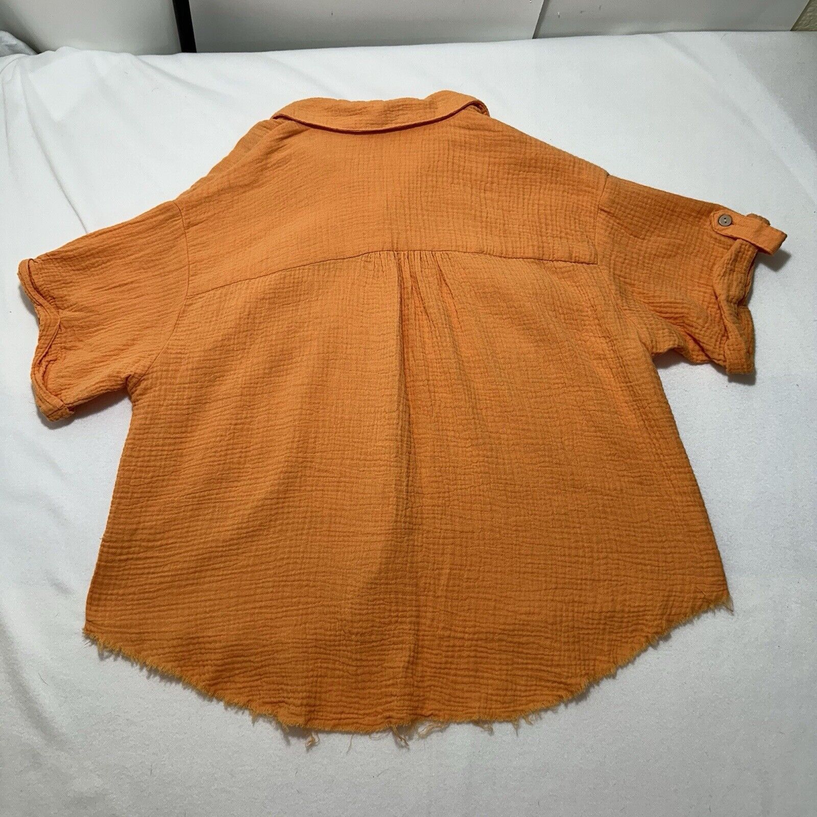 Other Cato Large Orange Button Front Blouse Raw Hem Gauze Top Size L / US 10 / IT 46 - 10 Thumbnail