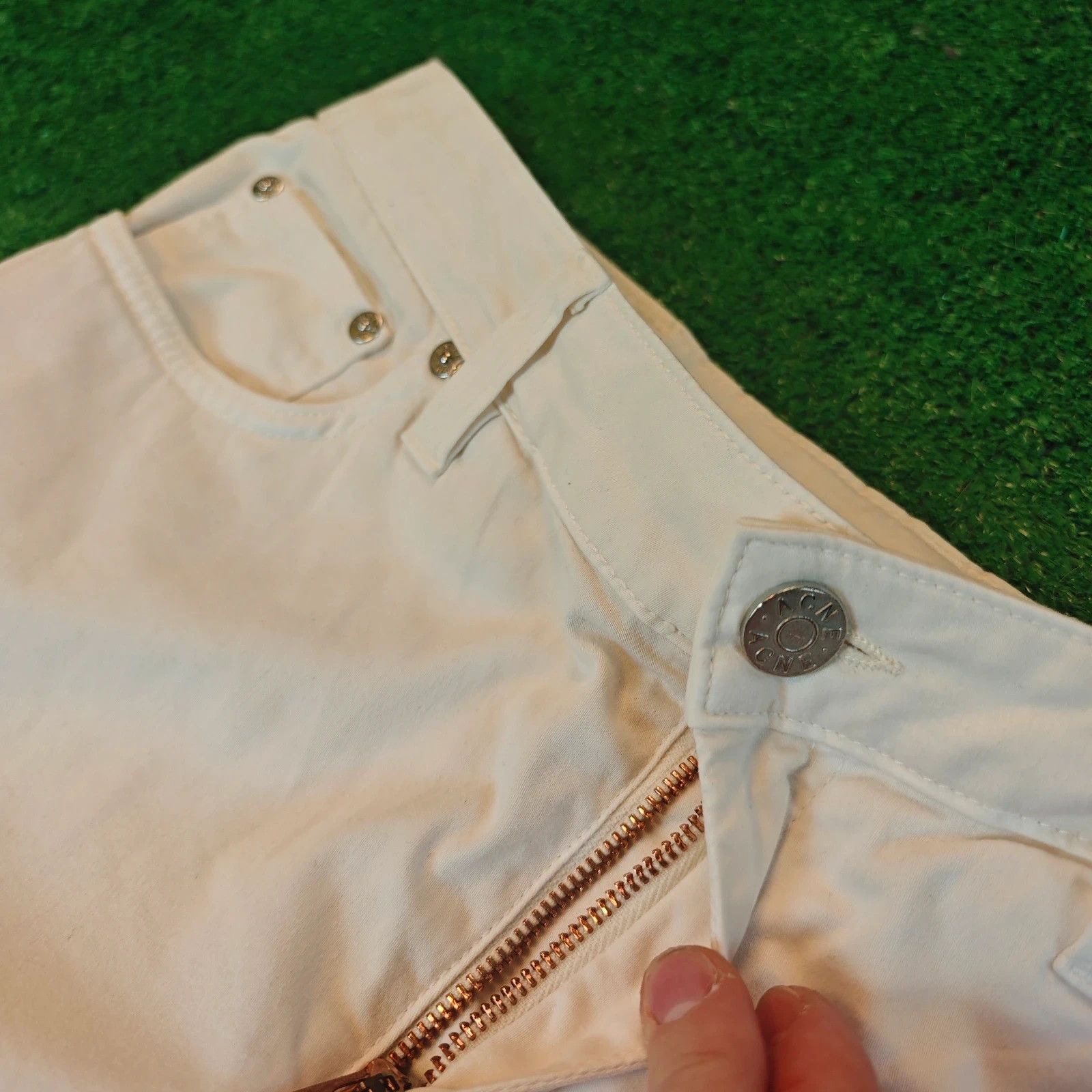Acne Studios Acne Jeans Womens 31x32 White Flex & Satin straight trousers Size 31" - 6 Thumbnail