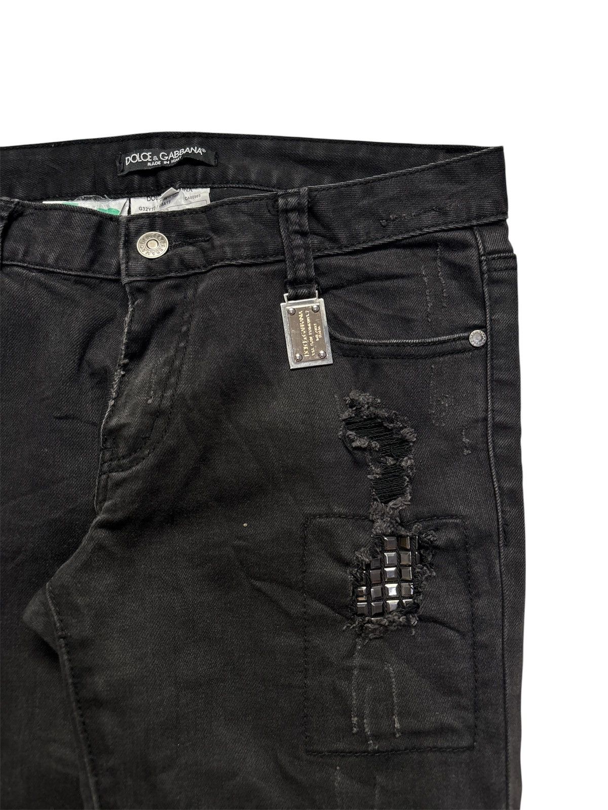 Hedi Slimane Studded Distressed Skinny Denim Jeans Size US 29 - 3 Thumbnail