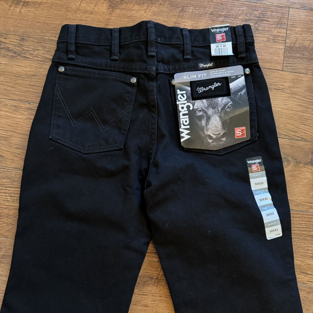 Wrangler New Wrangler Black Slim Fit Silver Edition 30x32 Jeans Denim Size US 30 / EU 46 - 6 Thumbnail