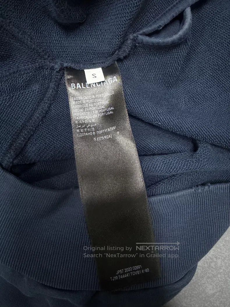 Balenciaga Balenciaga Masking Tape Aged Destruction Hoodie (Dark Blue Size US S / EU 44-46 / 1 - 4 Thumbnail