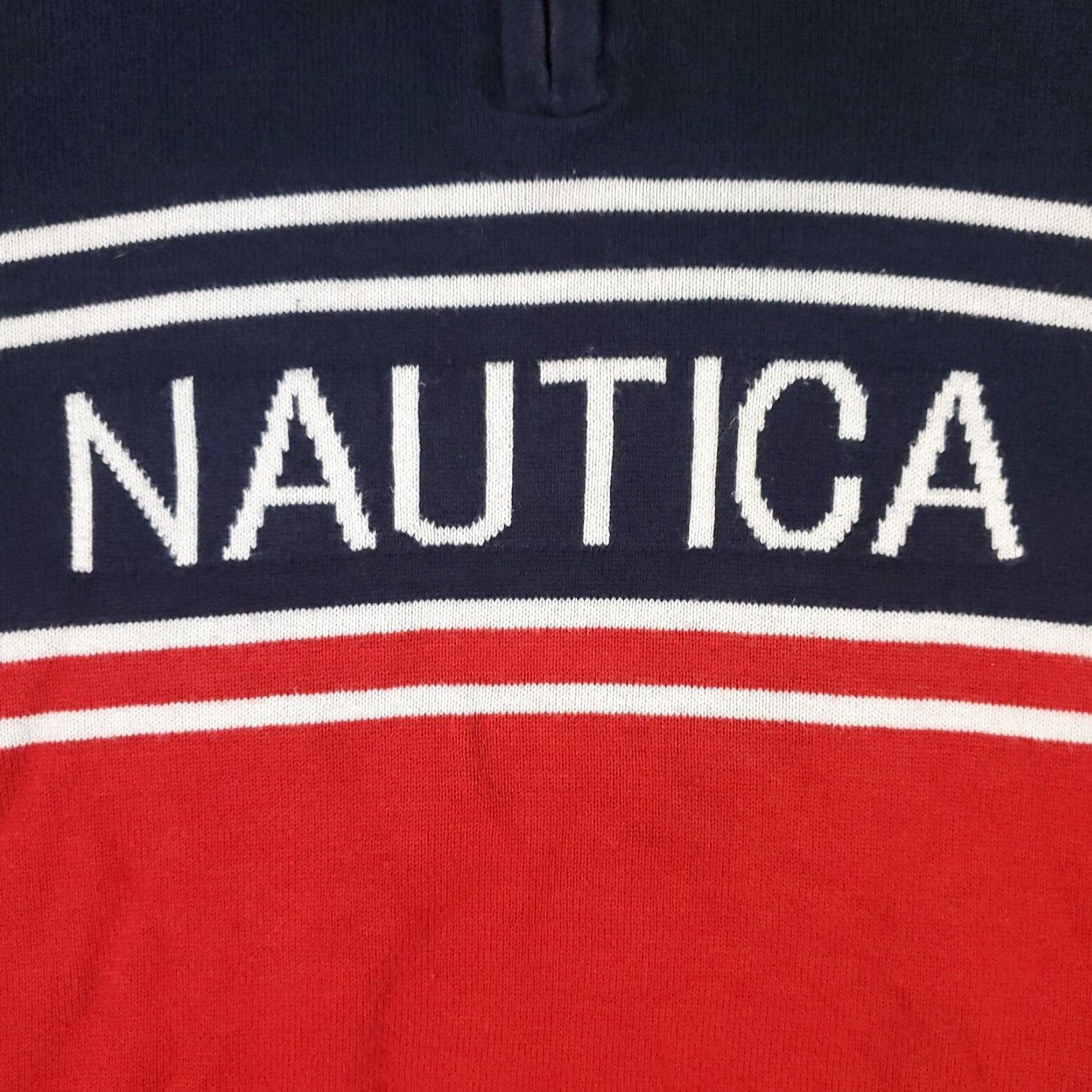 Nautica Nautica Mens Medium Red Cotton Blend Pullover Sweater 1/4 Zip Up Size US M / EU 48-50 / 2 - 2 Thumbnail