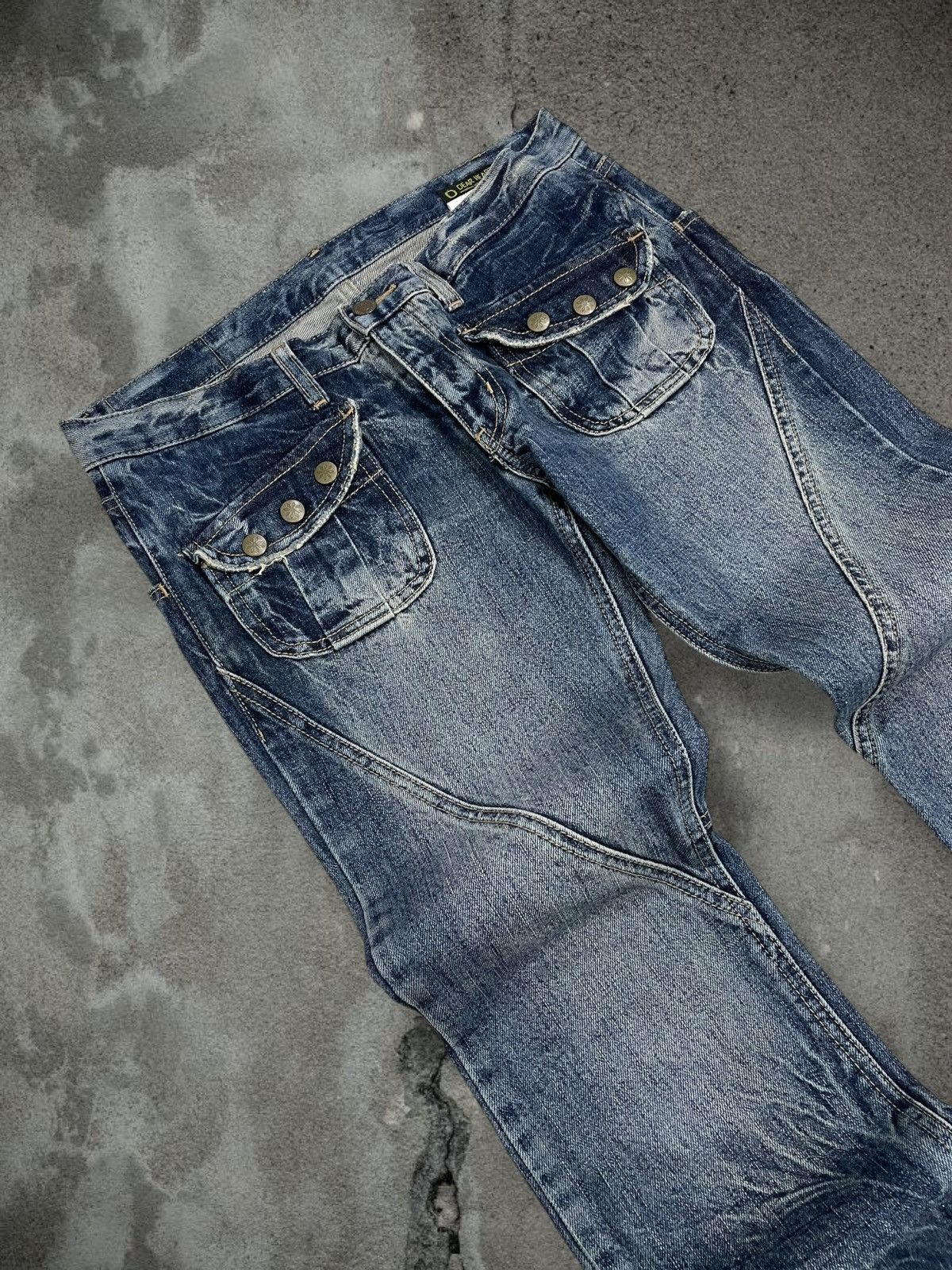 Japanese Brand Vintate 90s Japan Designer Dheart Blue Tribal Lowrise Denim Size US 31 - 7 Thumbnail
