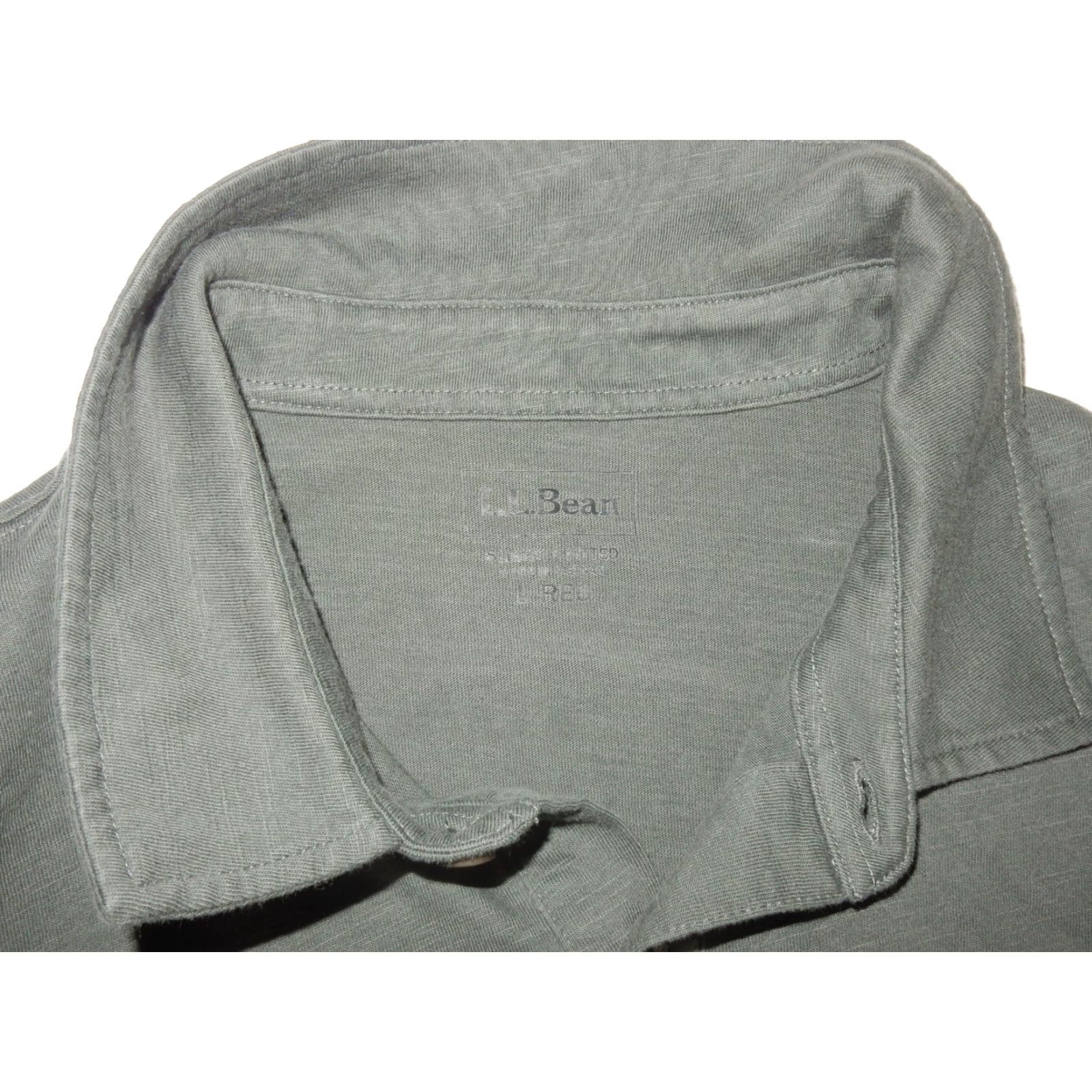 Vintage L.L. Bean Men's Long Sleeve Polo Shirt Size L Green Cotton Size US L / EU 52-54 / 3 - 3 Thumbnail