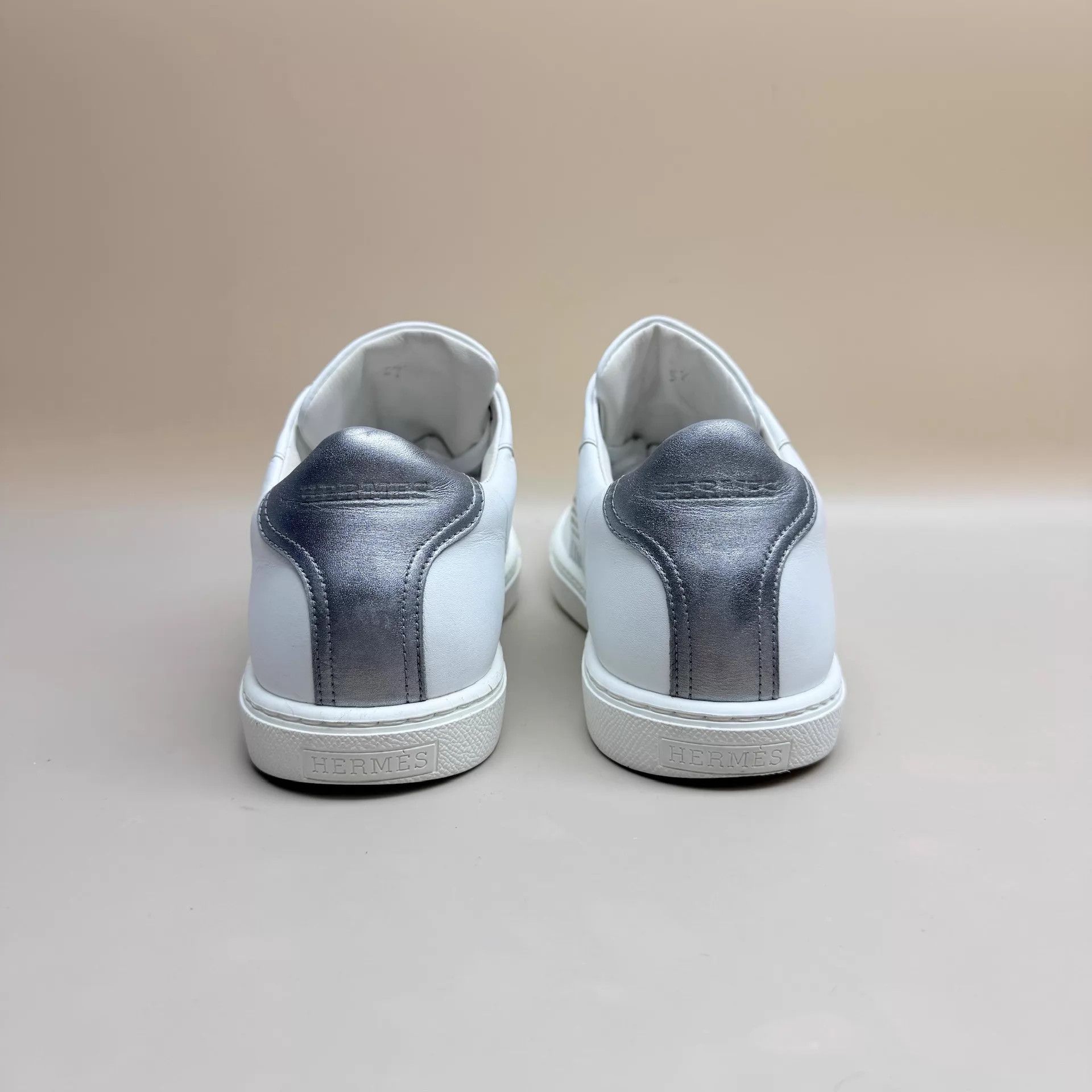 Hermes Hermes Gray & White H Lace-Up Sneaker 37 95 New Size US 6.5 / IT 36.5 - 3 Thumbnail