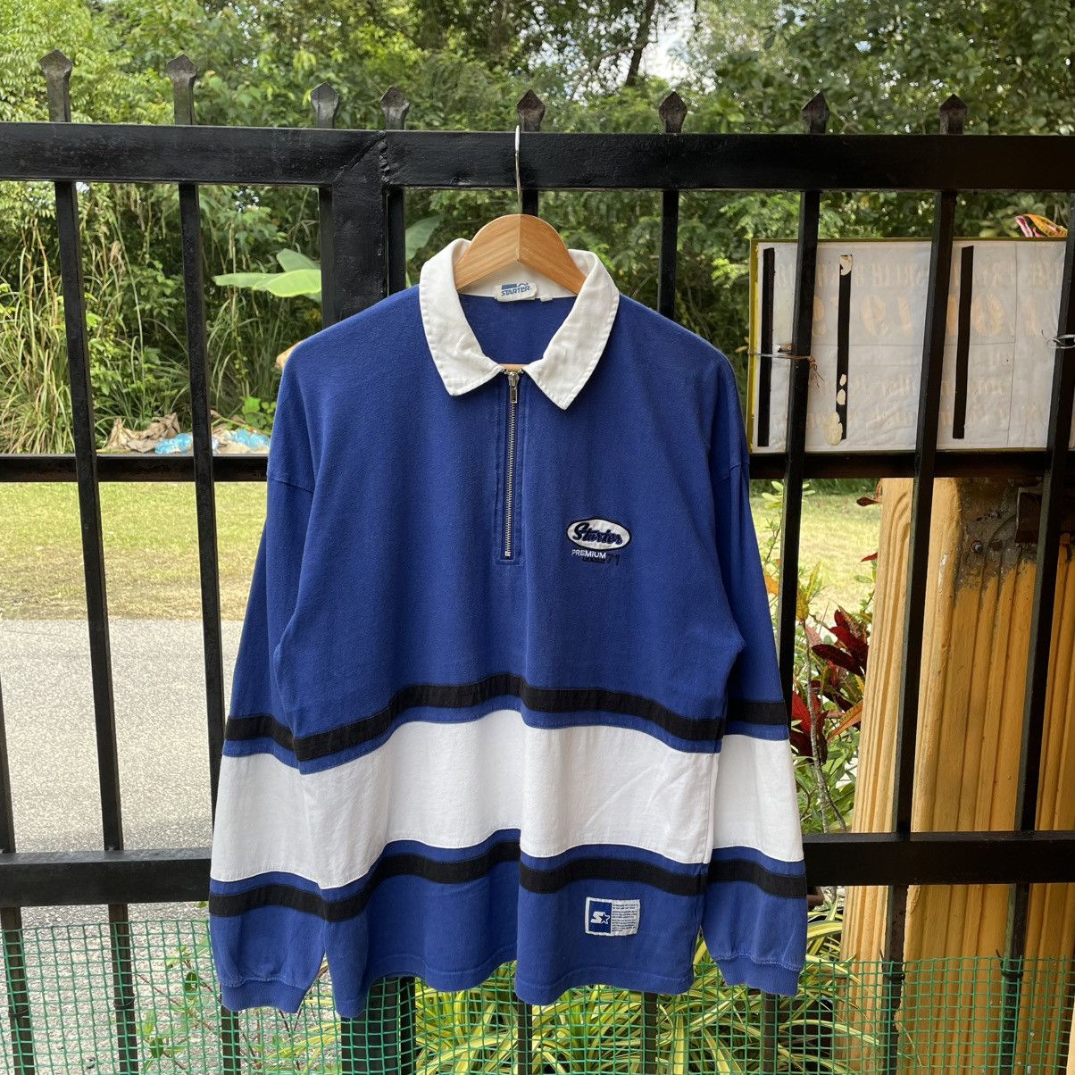 Starter 🔥Vintage Starter Half Zipper Stripe Design Polo Rugby Shirts Size US L / EU 52-54 / 3 - 1 Thumbnail