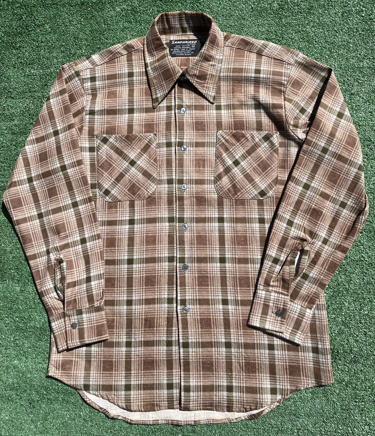 Vintage Vintage 60’s Sanforized Brown Flannel Lightweight Shirt Size US M / EU 48-50 / 2 - 1 Thumbnail