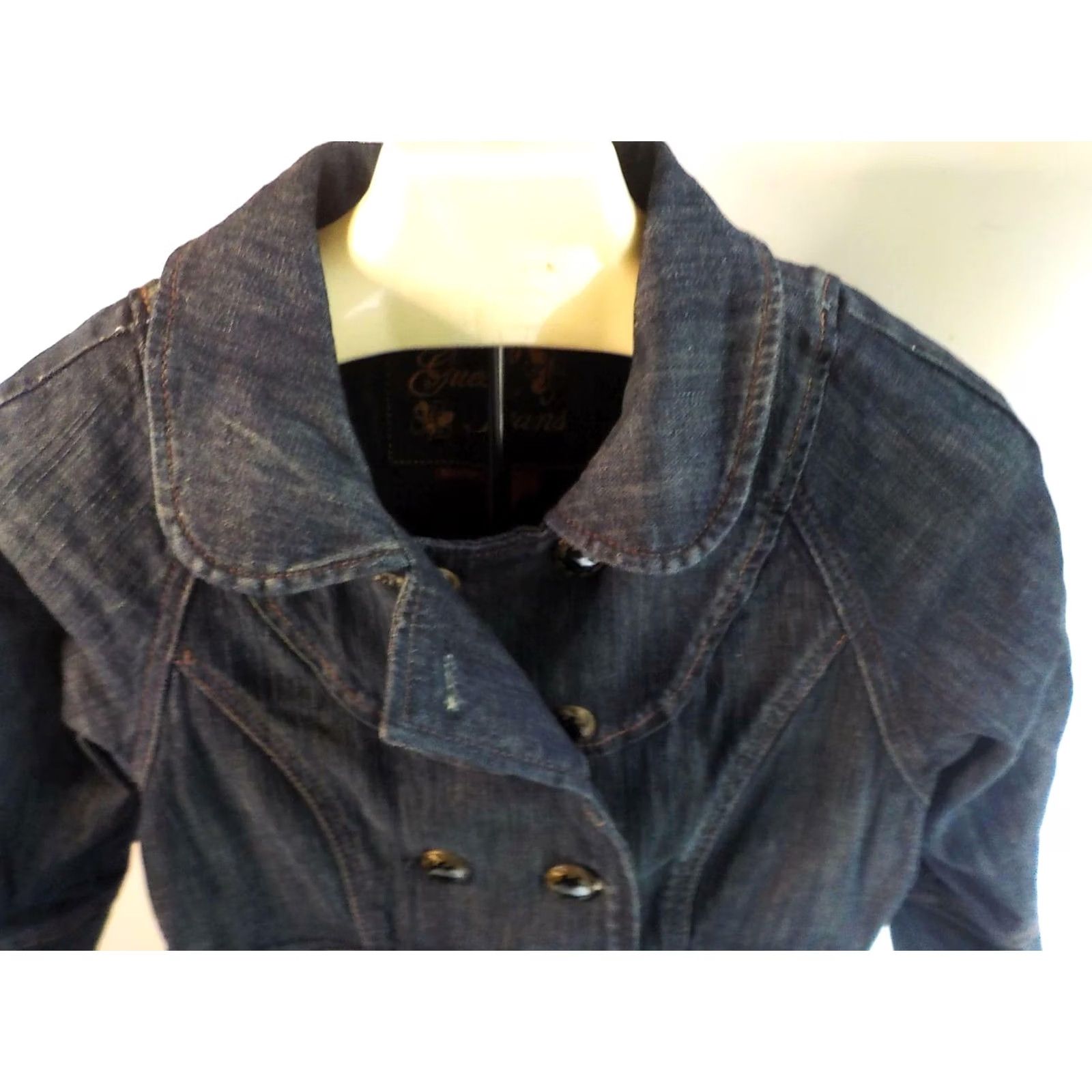 Guess GUESS Jeans Double Breasted 3/4 Sleeves Jean Denim Jacket Women Small Blue Denim Jacket Size 28" / US 6 / IT 42 - 3 Thumbnail