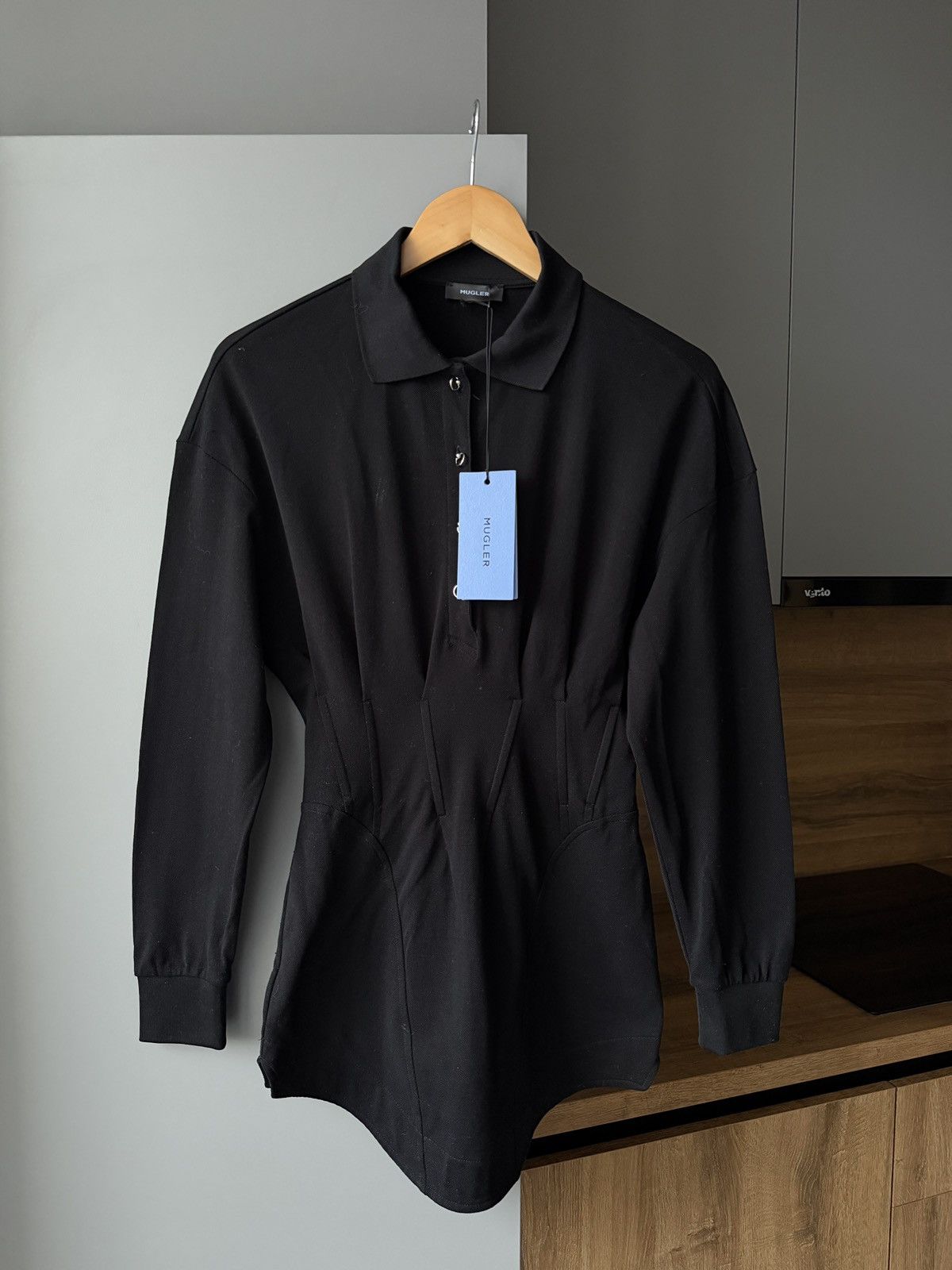 Mugler Mugler Black Corseted Polo Mini Dress Size XXS / US 00 / IT 34 - 2 Thumbnail