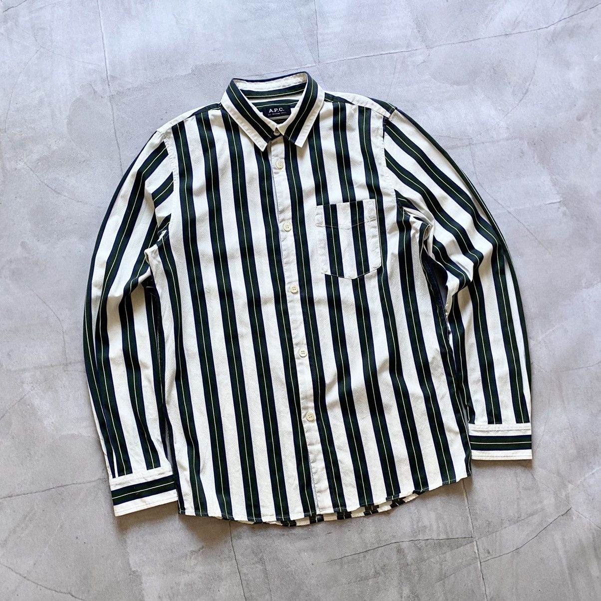 A.P.C. A.P.C. RUE MADAME PARIS Stripped Shirt Pocket Size US S / EU 44-46 / 1 - 1 Thumbnail