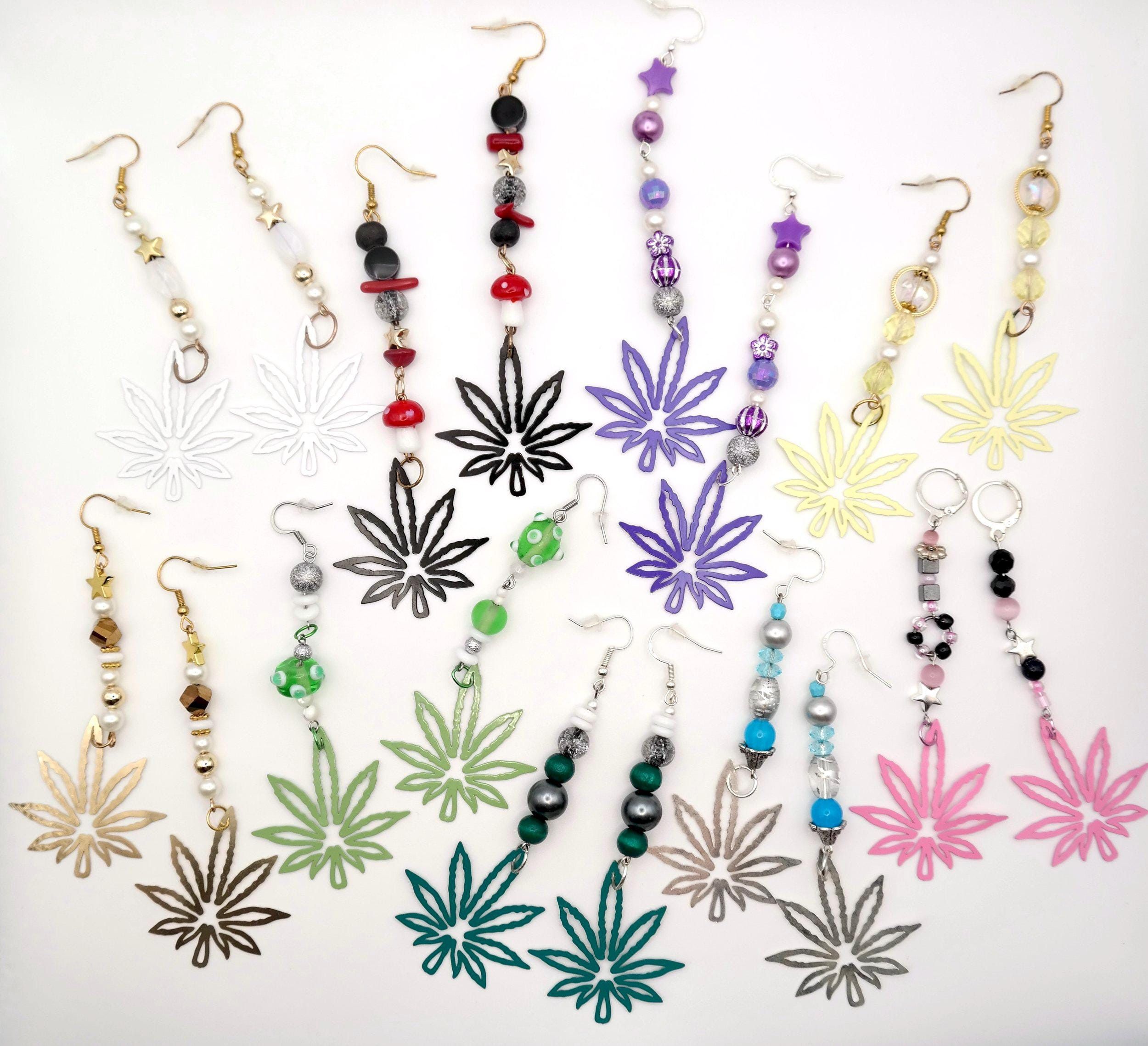 Handmade Colorful 420 Leaf Earrings Size ONE SIZE - 2 Thumbnail