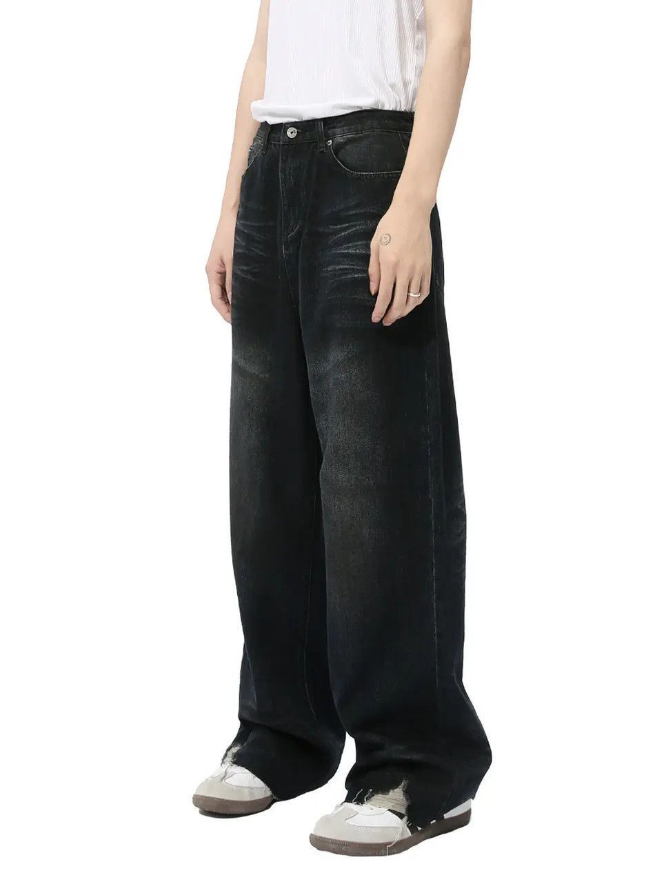 Japanese Brand Retro loose straight leg ripped jeans Size US 32 / EU 48 - 5 Thumbnail