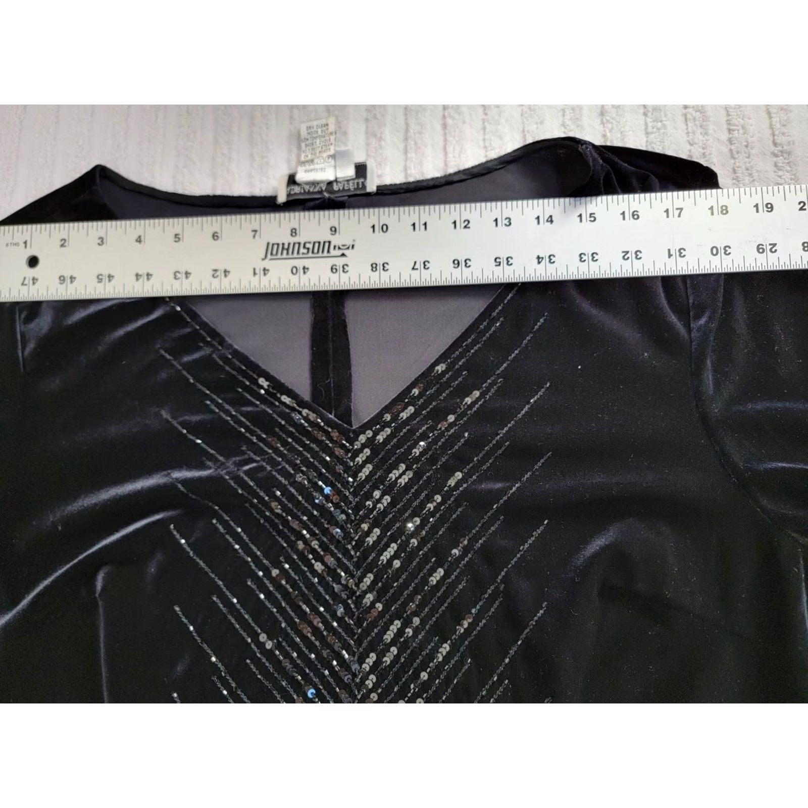 Adrianna Papell Adrianna Papell Evening Essentials Blouse Women 2X Black Velvet Sequin V-Neck 3/4 Sleeve Size XXL / US 16-18 / IT 52-54 - 5 Thumbnail