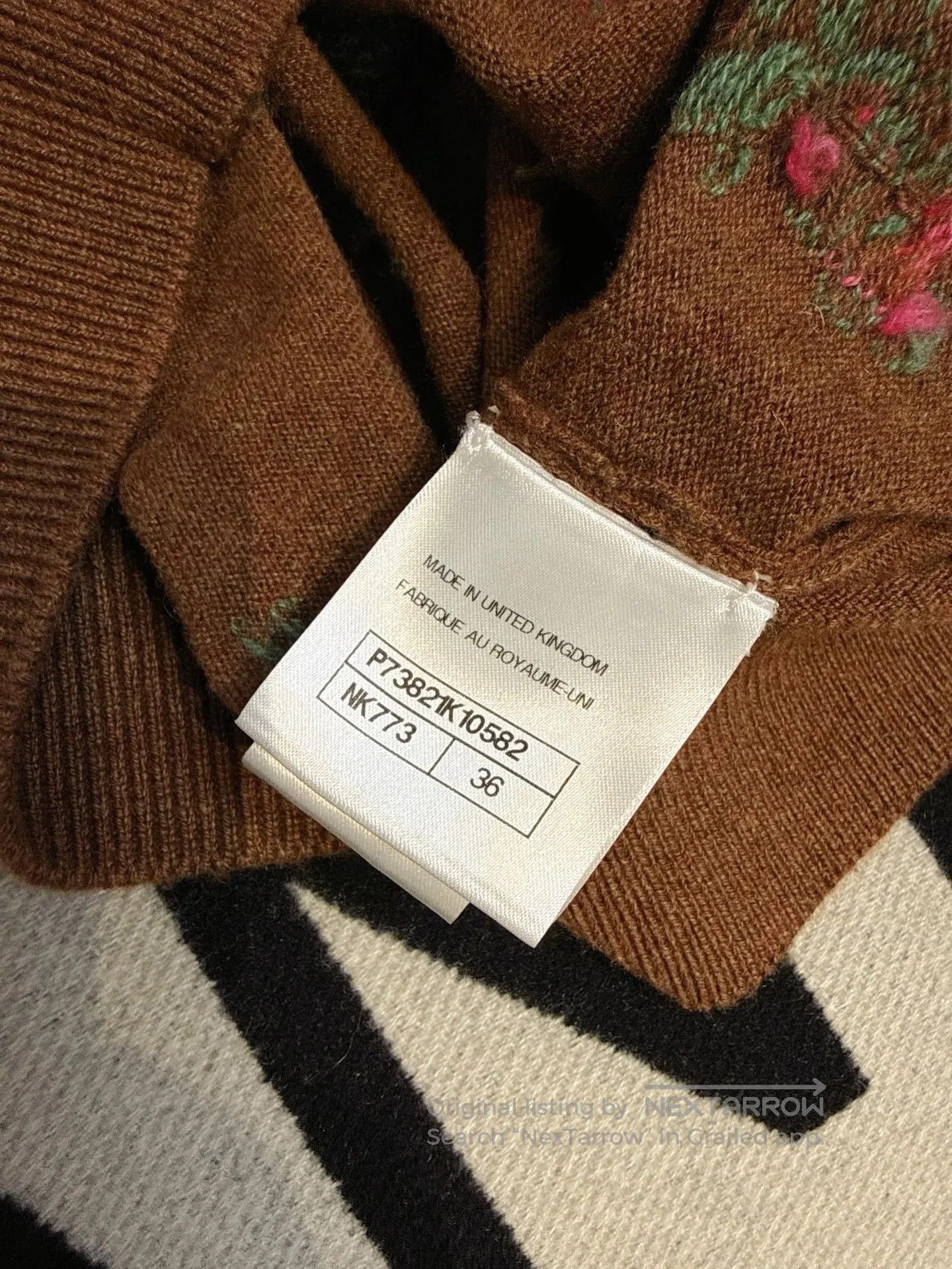 Chanel Chanel 22K Brown Floral Cashmere Cardigan. Size XS / US 0-2 / IT 36-38 - 6 Thumbnail