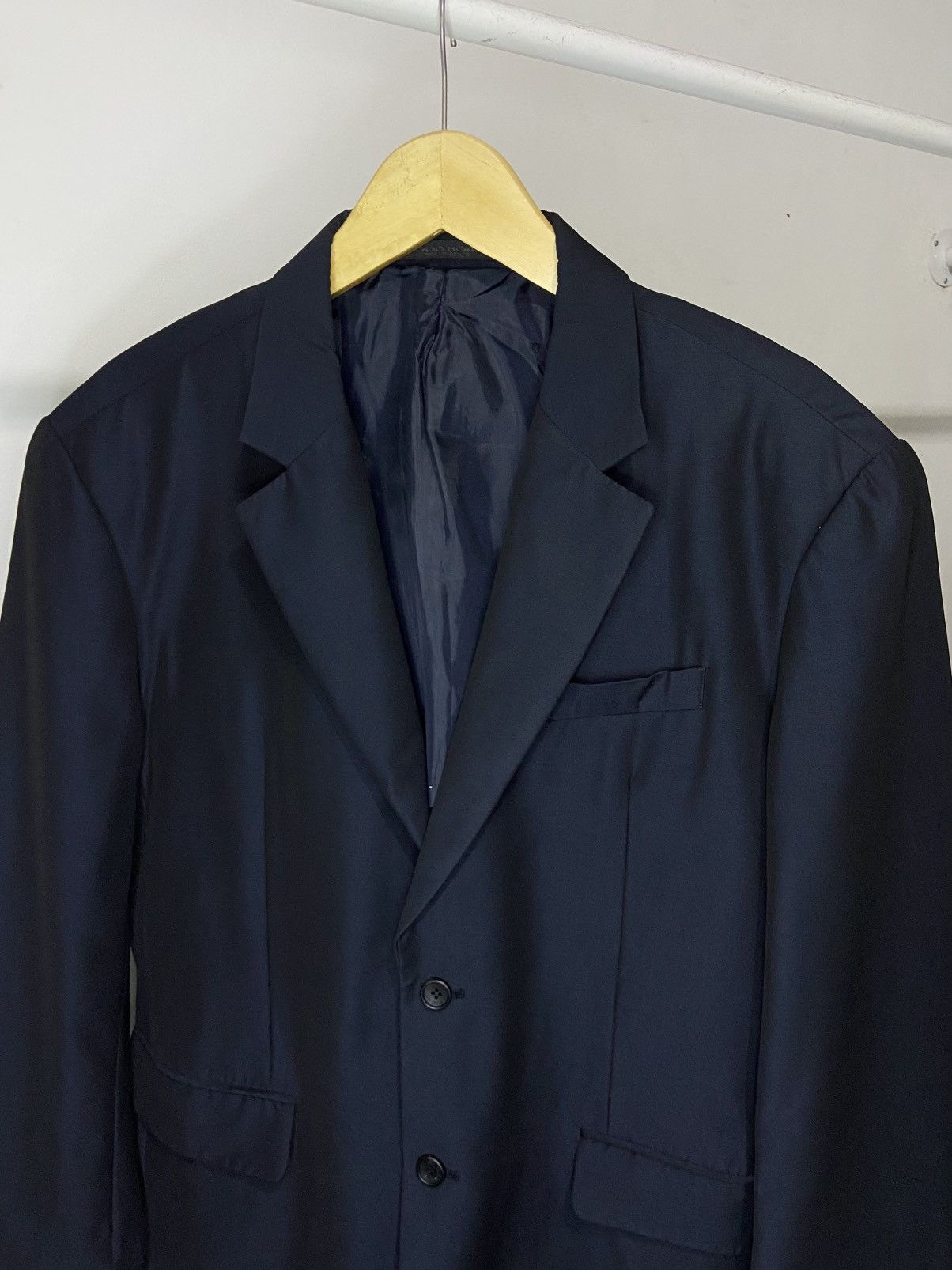 Solid Homme × Wooyoungmi Wooyoungmi Solid Homme Navy Sateen Single Breasted Blazer Size 46L - 4 Thumbnail