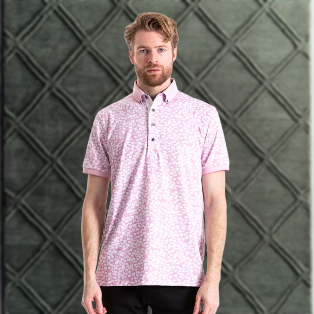 Vintage Greyson Band of Sheep Polo Shirt Stretch Mauve Pink XL Wolf Howling Men's Golf Size US XL / EU 56 / 4 - 1 Thumbnail