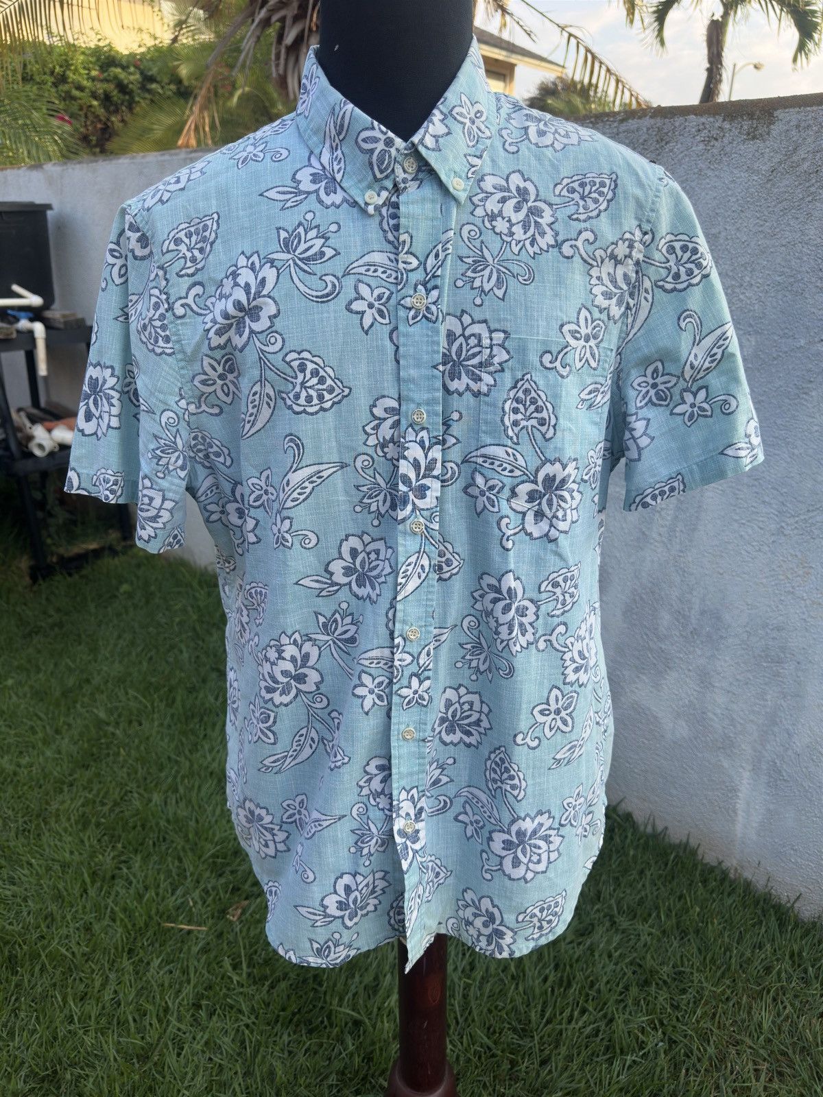 Reyn Spooner PreOwned Reyn Spooner Blue Green Hawaiian Print Men's L Size US L / EU 52-54 / 3 - 1 Thumbnail
