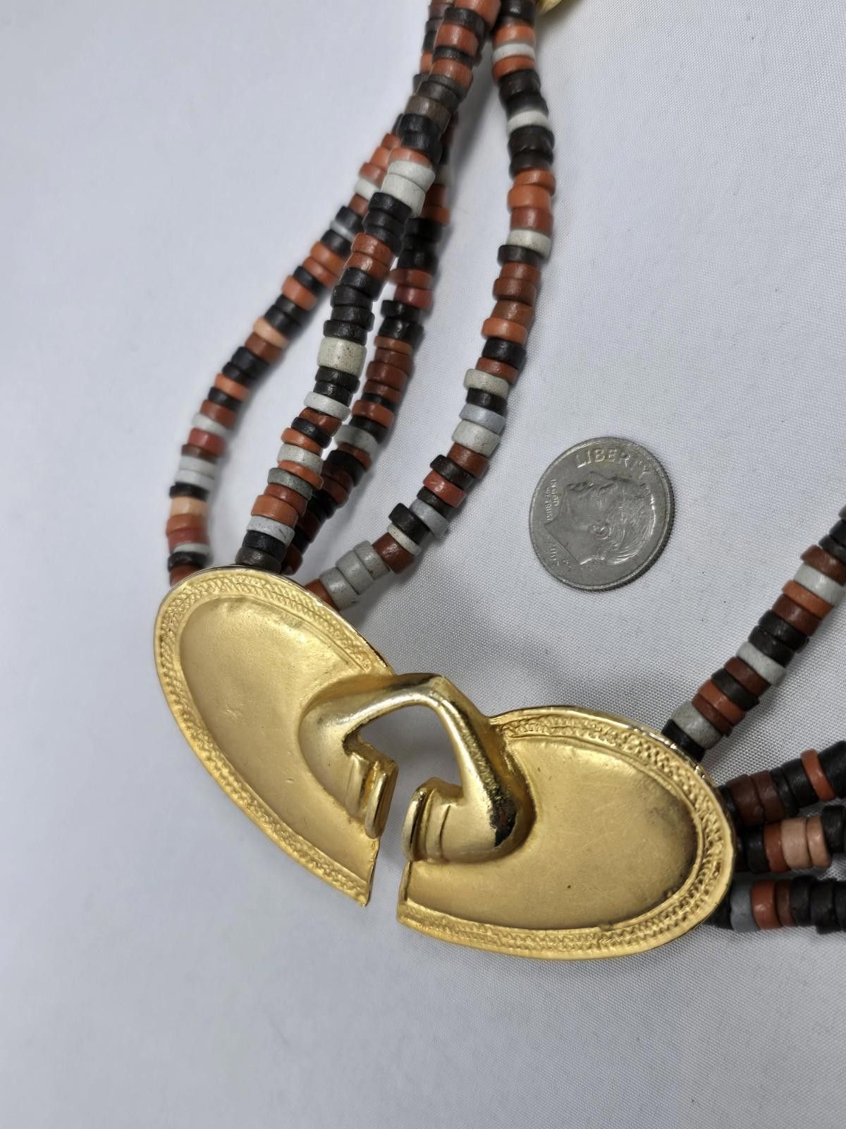 The Unbranded Brand Vintage Tairona Style Beaded Necklace Brass Amulet Ethnic Size ONE SIZE - 7 Thumbnail