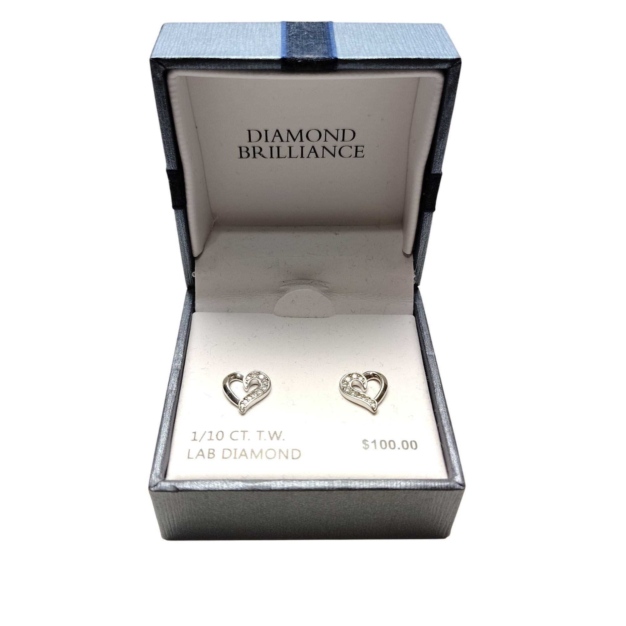 Other Lab Diamond 1/10 Ct. T.W. Sterling Silver Heart Earrings New Size ONE SIZE - 3 Thumbnail