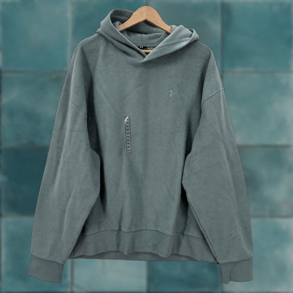 Under Armour Under Armour Hoodie Mens 2XL Green UA Icon Rev Terry Pullover Sweatshirt Loose Knit Crew Neck Hooded Top Pullover Mens Green Size US XXL / EU 58 / 5 - 1 Thumbnail
