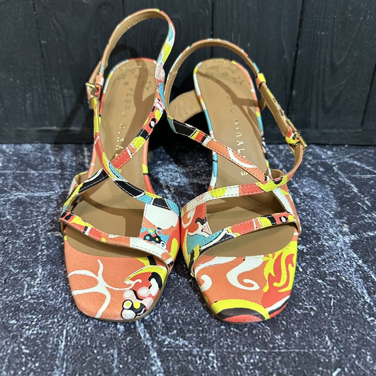 Japanese Brand Pedro Miralles Multi Floral Leather Heels Size 38 LV Style Size US 8 / IT 38 - 5 Thumbnail
