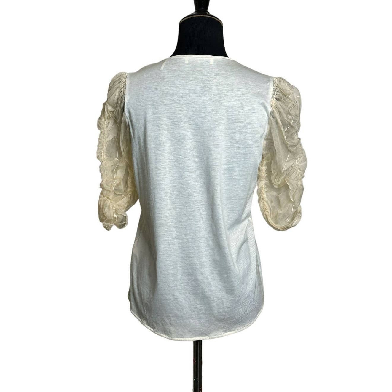 Sandro Sandro cream sheer puff chiffon sleeve blouse top size 2 Size XS / US 0-2 / IT 36-38 - 2 Thumbnail