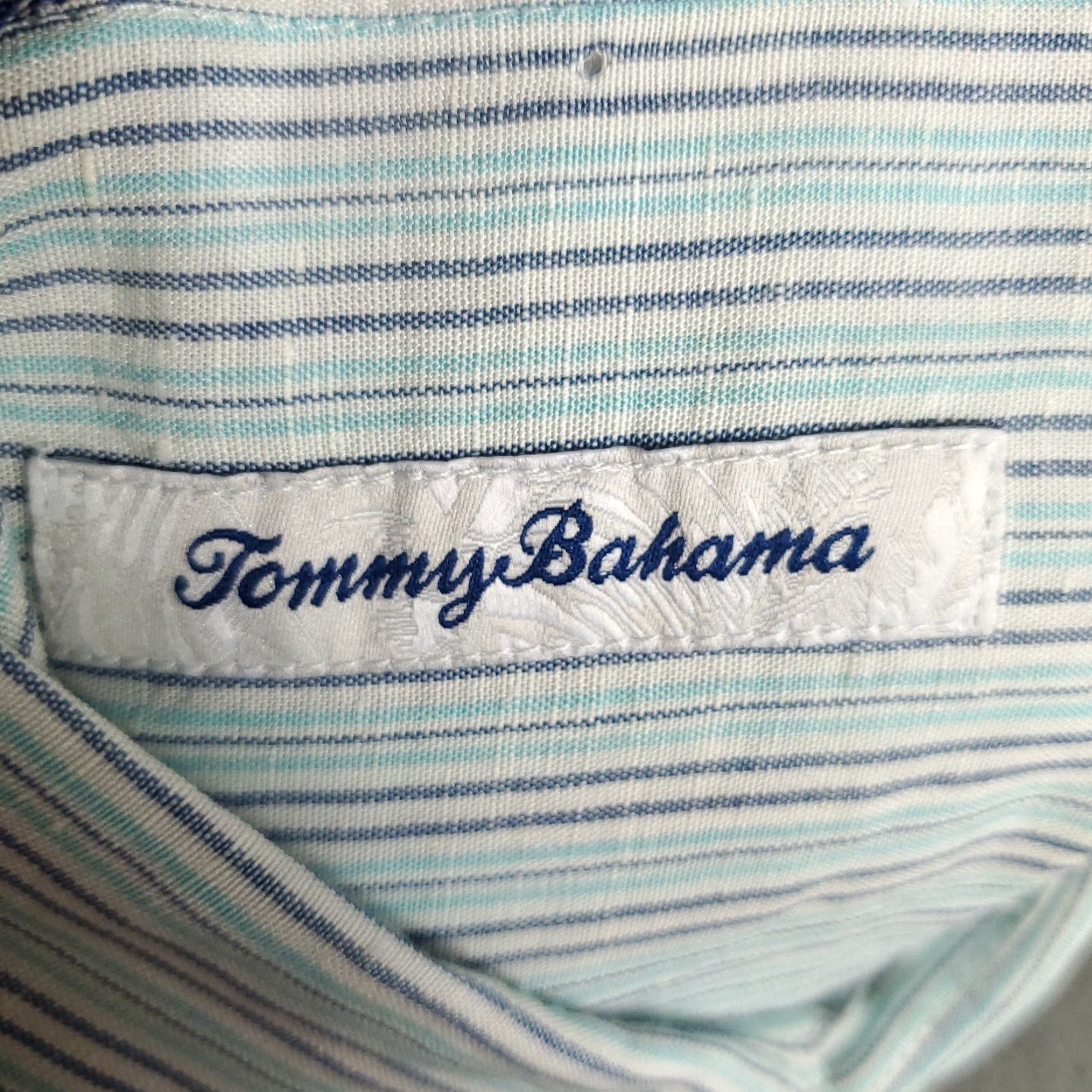 Tommy Bahama Tommy Bahama Shirt Mens Large Blue Striped Linen Blend Button Up Long Sleeve Size US L / EU 52-54 / 3 - 7 Thumbnail