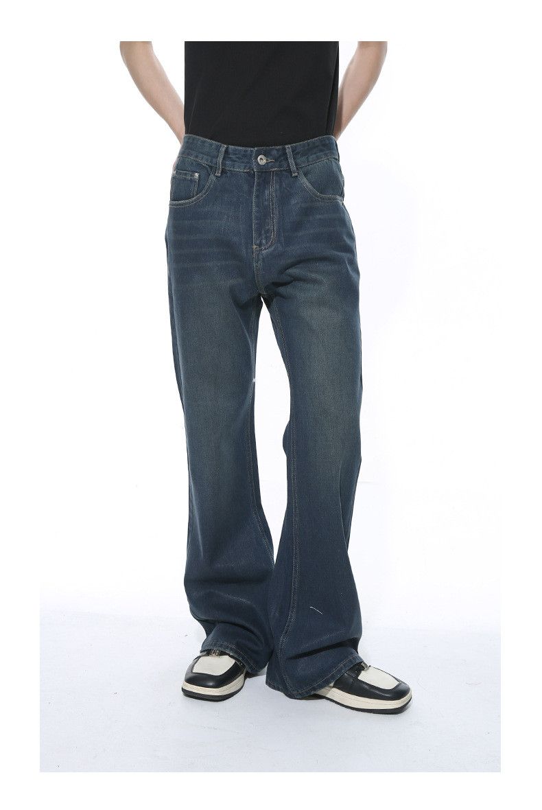 Jean Men's American-Style Blue Slim-Fit Washed Flared Jeans Size US 32 / EU 48 - 2 Thumbnail