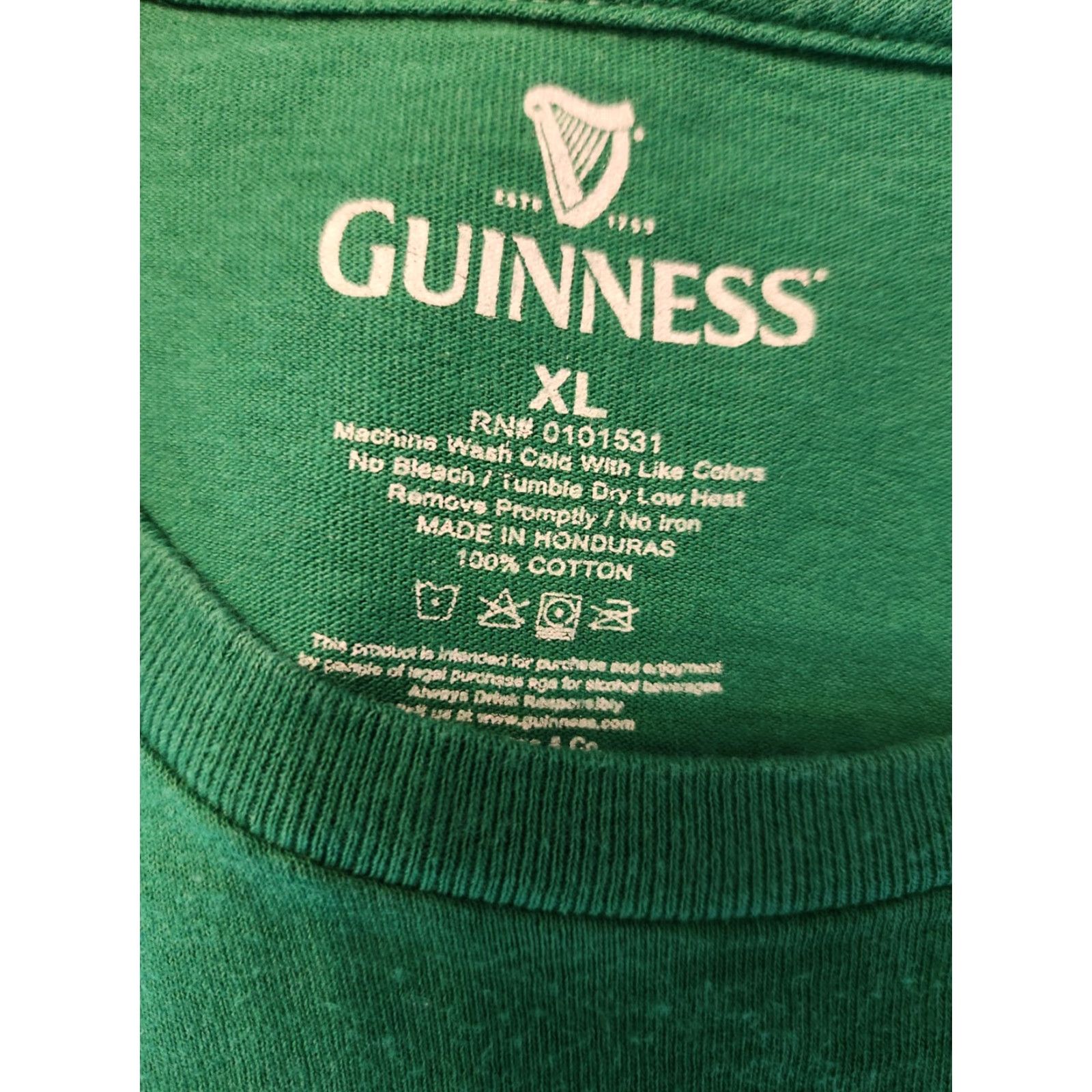 Vintage Guinness T Shirt Men's XL Short Sleeve Green Crew Neck 100% Cotton Logo Vintage: No, Regular Fit, Solid, Be er Retro, Classic Size US XL / EU 56 / 4 - 2 Thumbnail