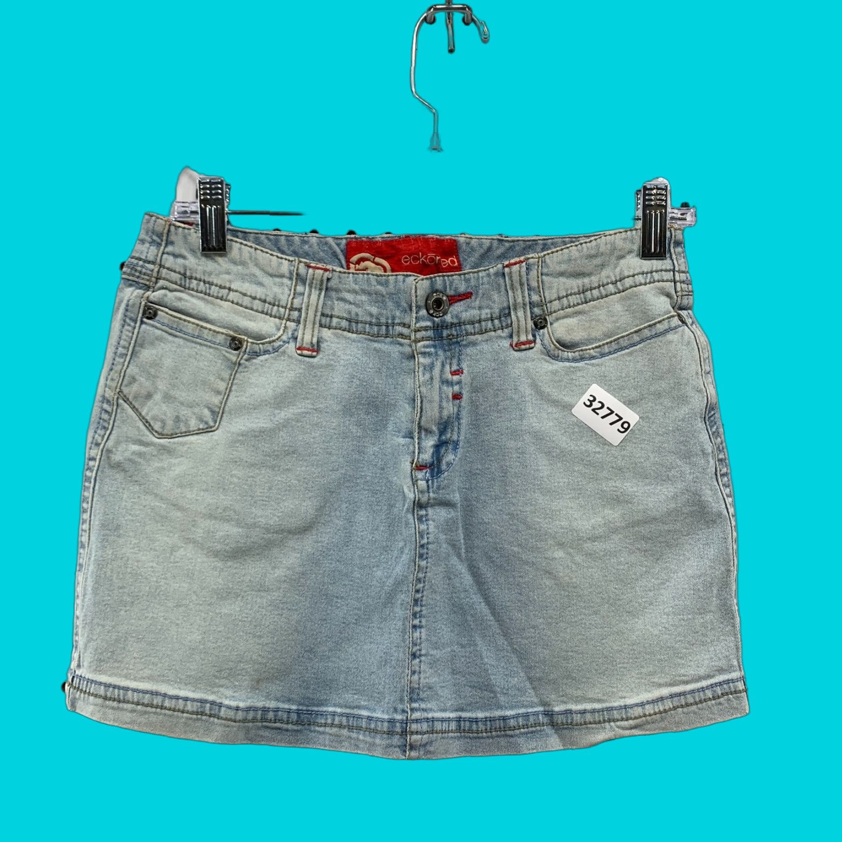 Ecko Unltd. VINTAGE Ecko Unltd. Blue Denim Mini Skirt Juniors Size 5 Light Wash Hip Hop Womens Size 27" / US 4 / IT 40 - 1 Thumbnail